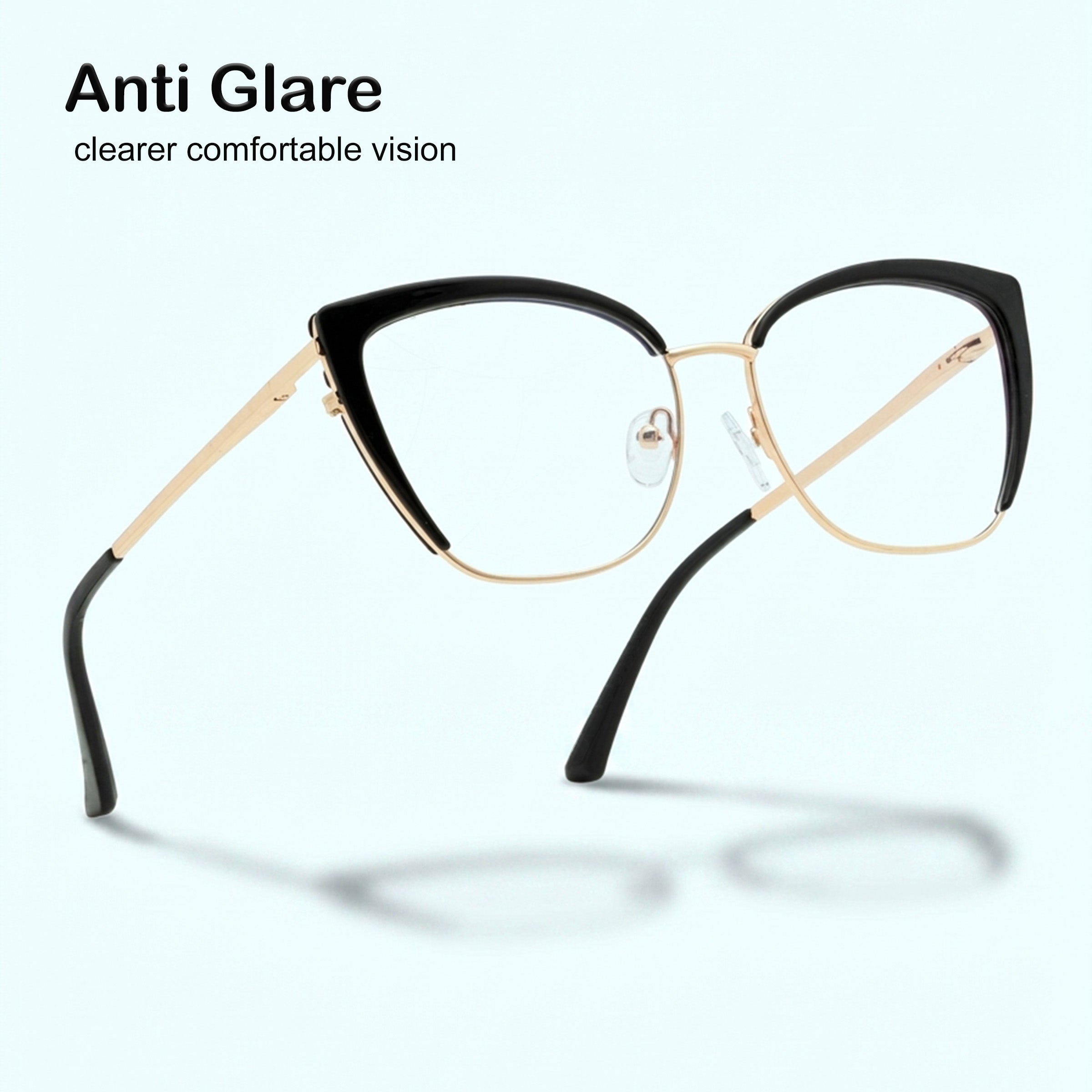 PERKEY Full Rim Cat Eye Blue Light Cut & Antiglare Computer Eyeglasses For Women - OPTL0018-C1