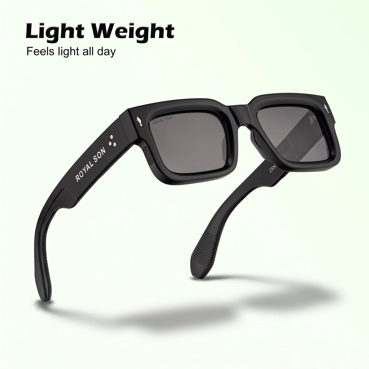 Royal Son Polarized Square UV Protected Black Lens Sunglasses for Men & Women - SG-RS1115-C1