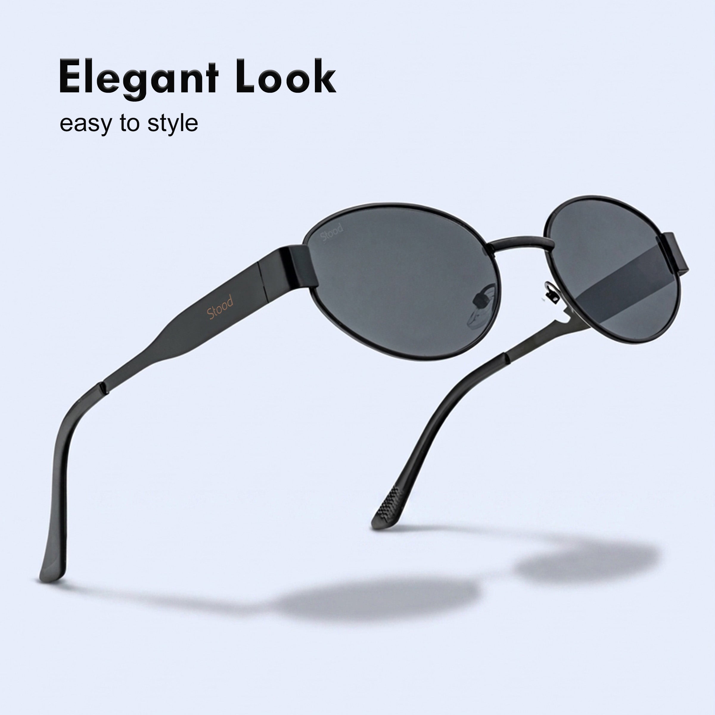 Stood Oval Black UV Protection Sunglasses For Men & Women Stylish – SG-STD0023-C1