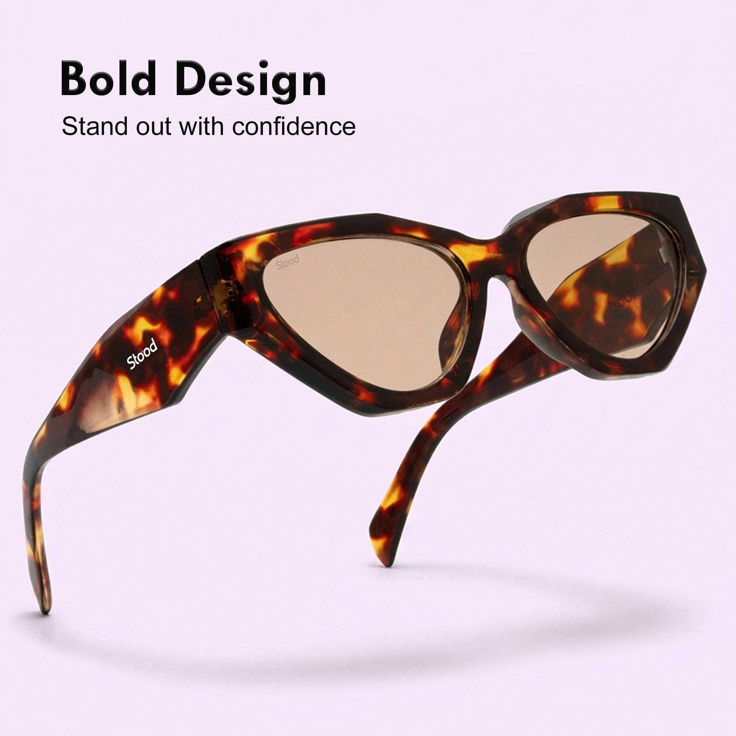 Stood Brown Cat-Eye UV Protected Sunglasses For Men & Women - SG-STD0035-C3