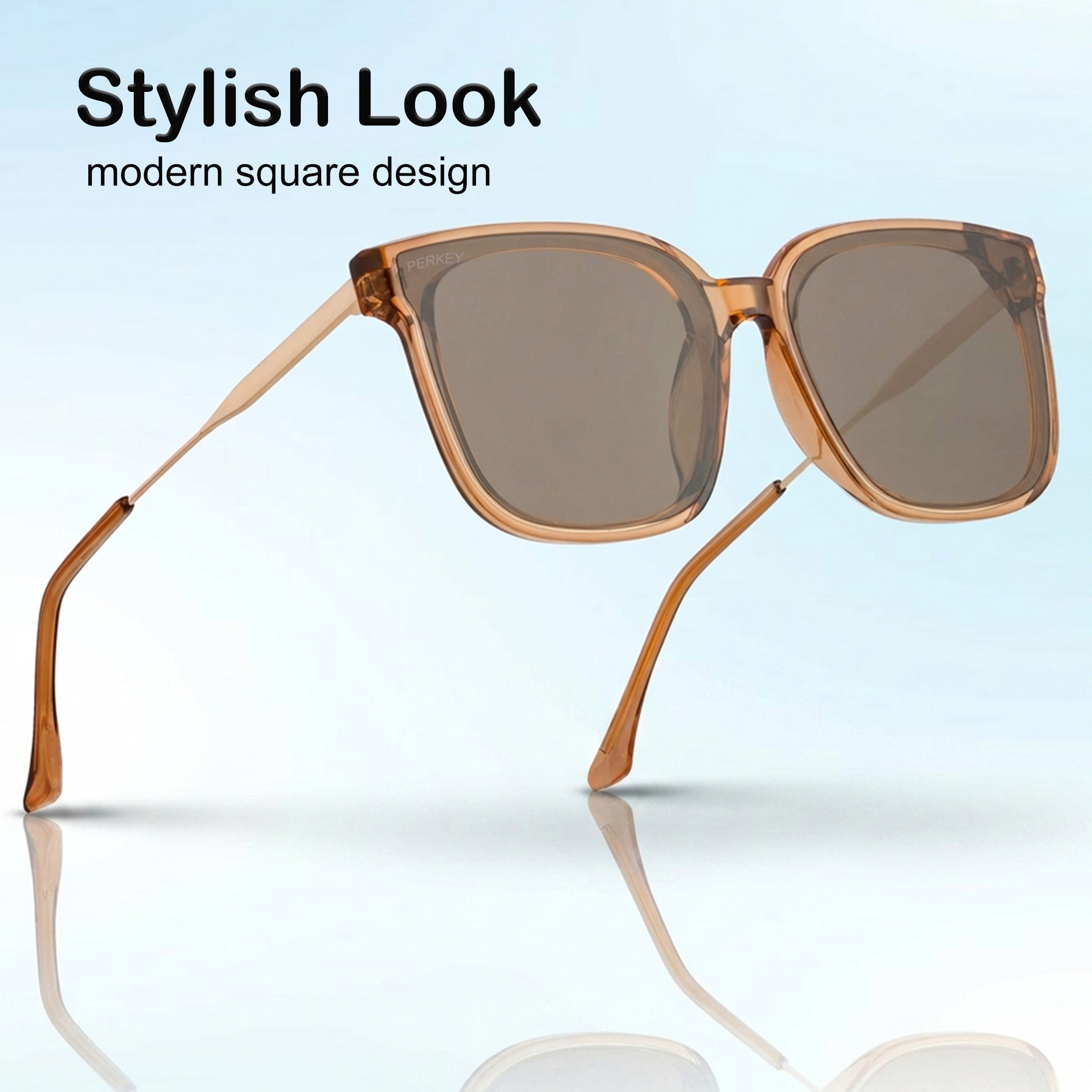 PERKEY Square-Oversized Stylish Sunglasses Men Women - PRKY0013-C4
