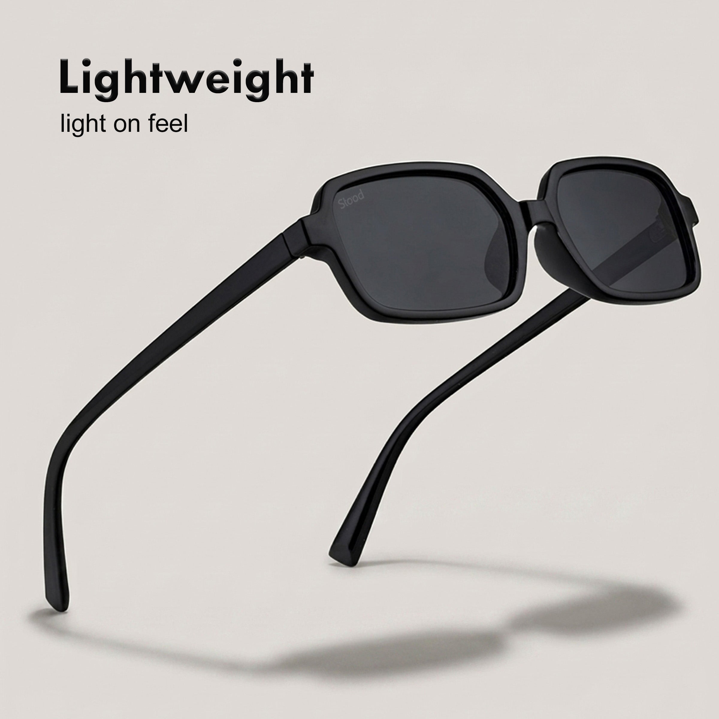 Stood Retro Square Black UV Protection Sunglasses For Men & Women Stylish – SG-STD0018-C1