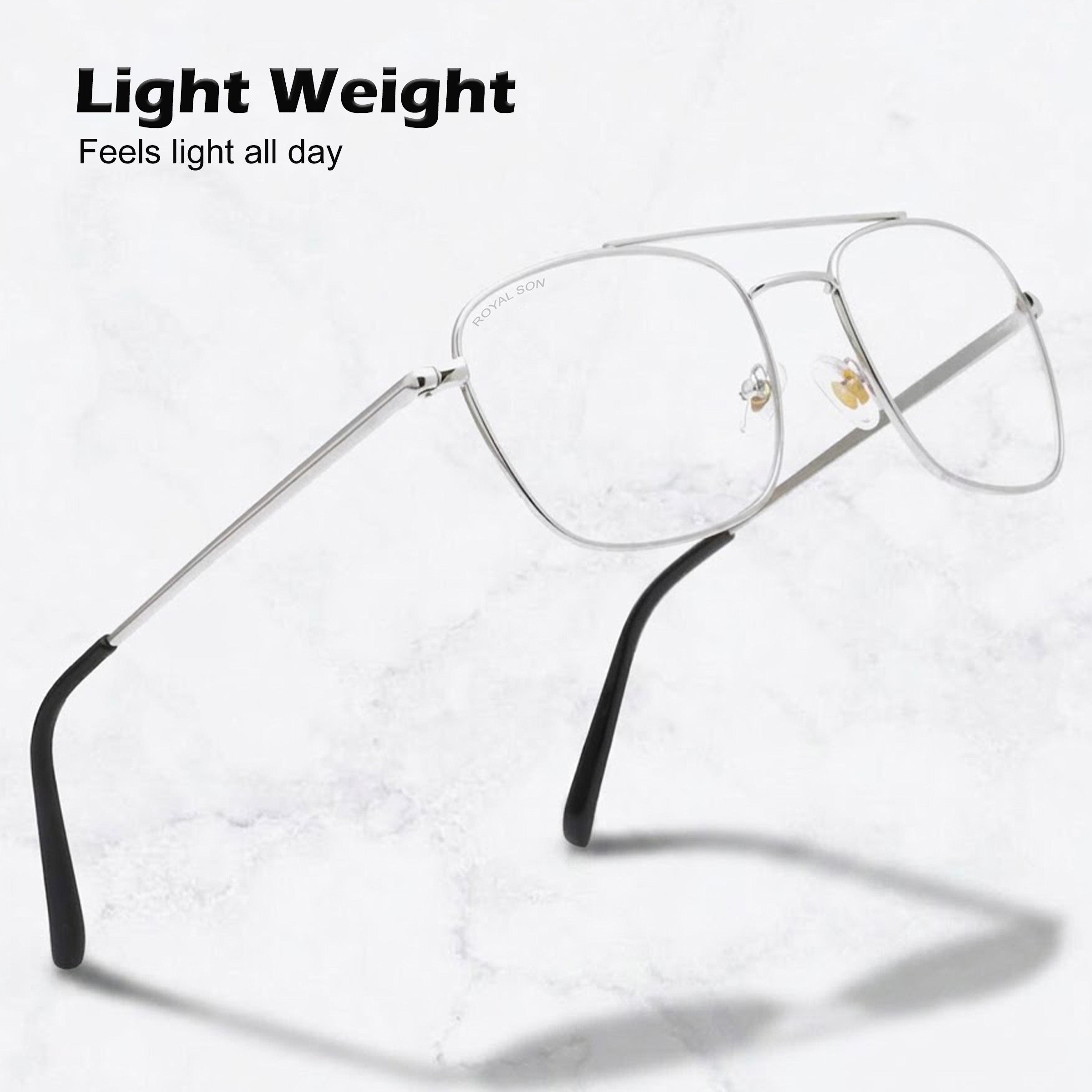 ROYAL SON Retro Square Spectacle Frame For Men And Women (RS0024SF|50|Transparent Lens)