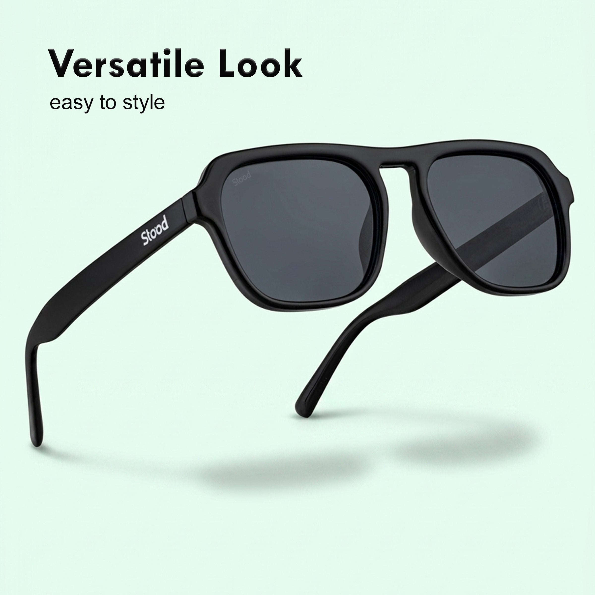 Stood Retro Square Black UV Protection Sunglasses For Men & Women Stylish – SG-STD0024-C1