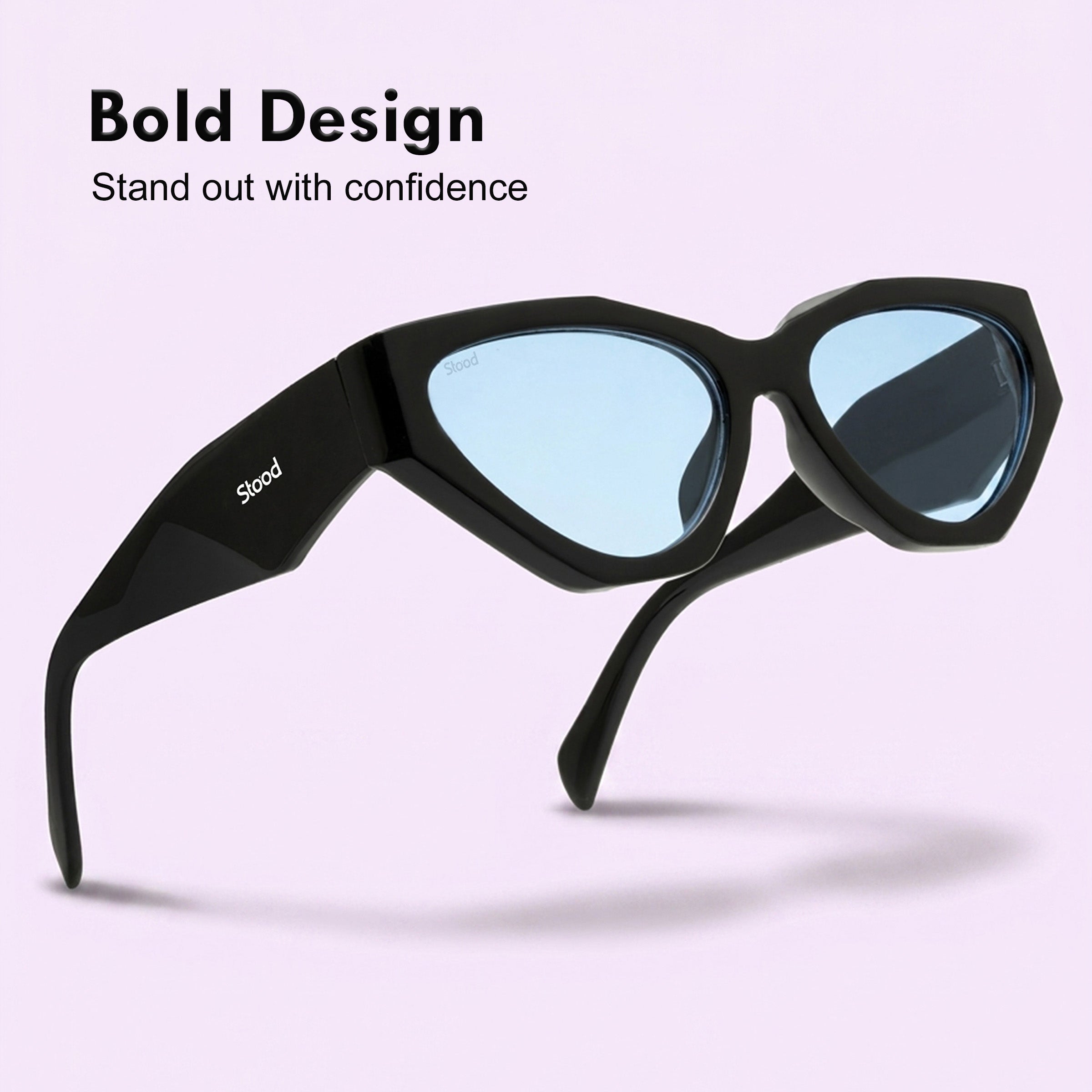 Stood Cat-Eye UV Protected Blue Sunglasses For Men & Women - SG-STD0035-C2