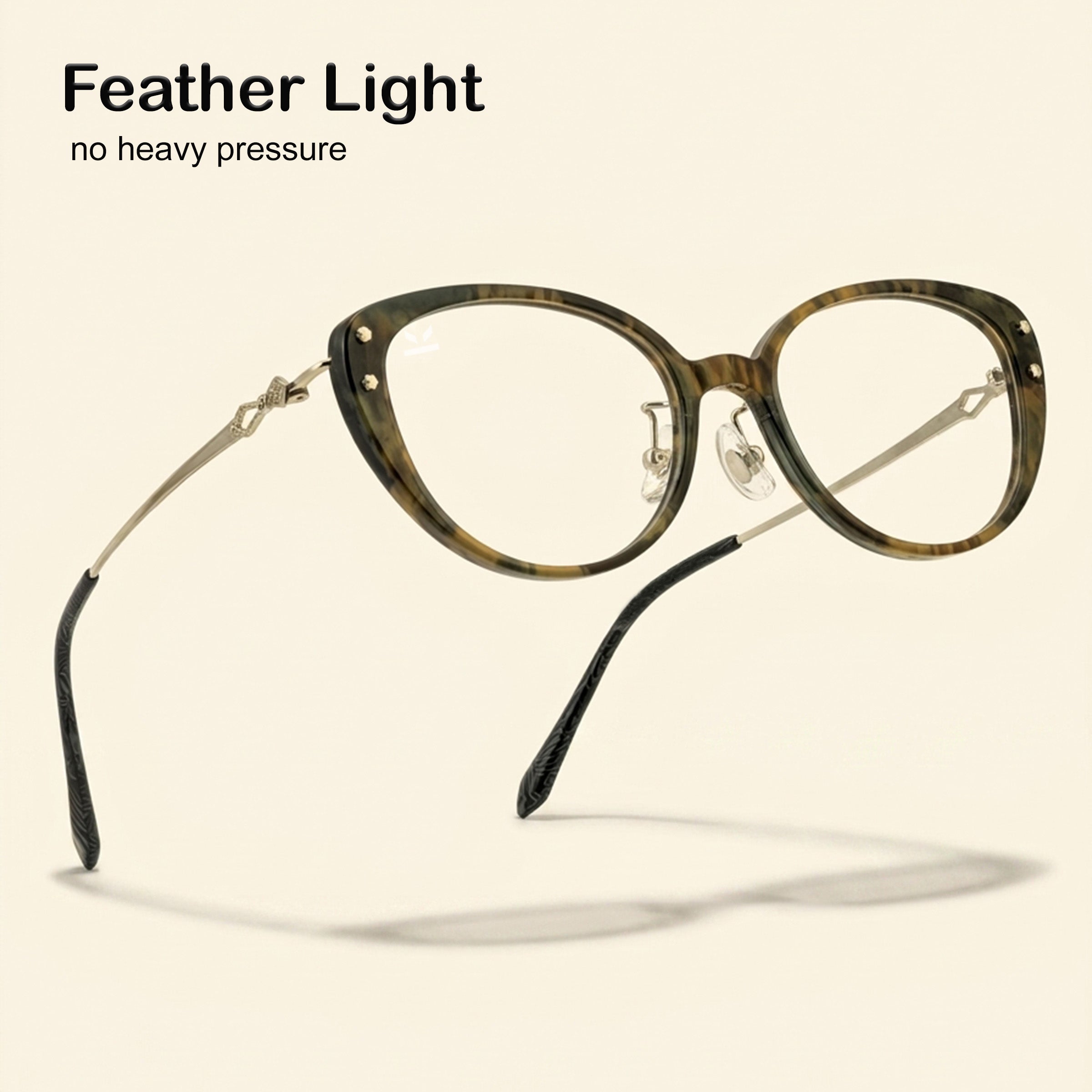 PERKEY Full Rim Soft Cat Eye Tortoise Print Eyeglass Frame For Women - OPTL0026-C3