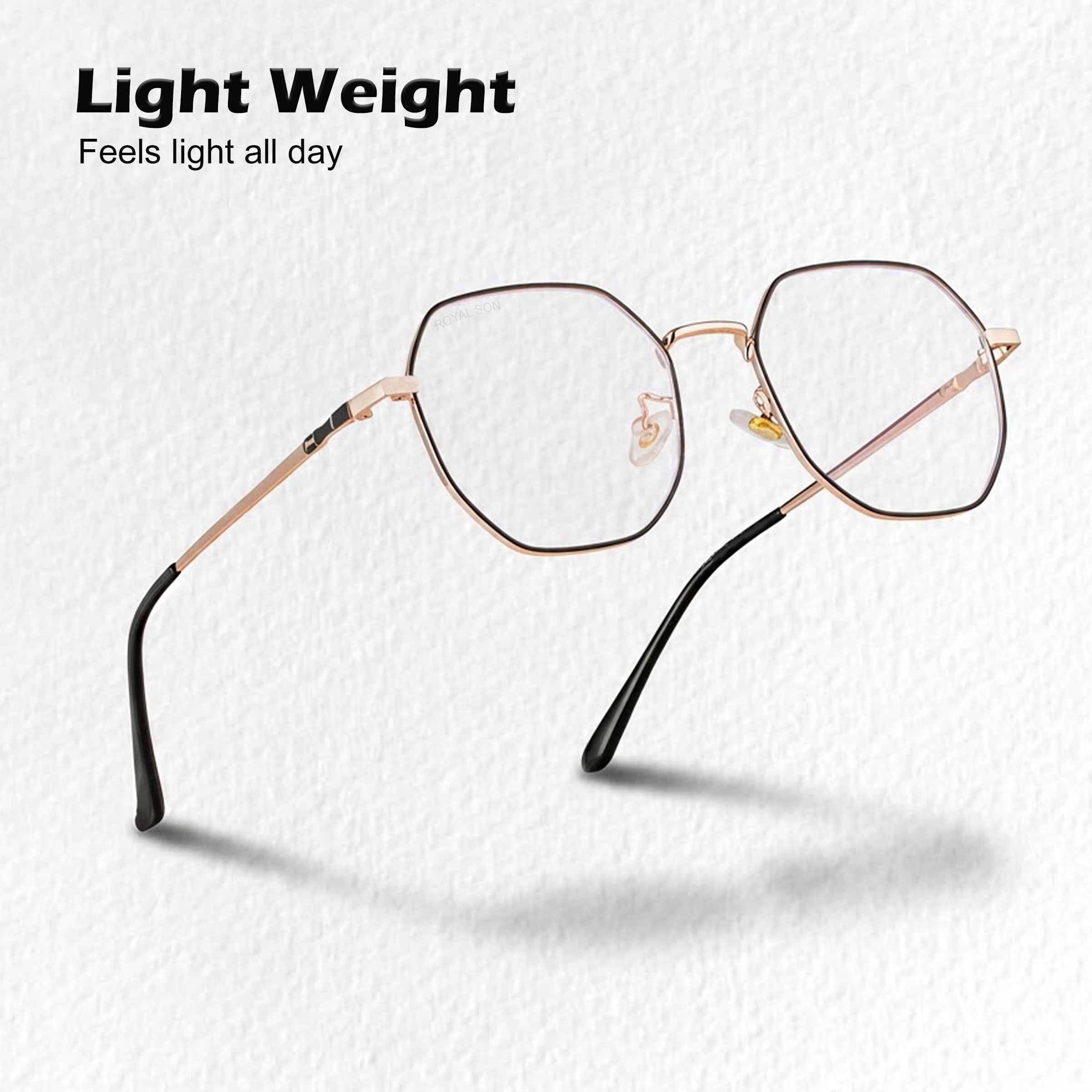 Royal Son Hexagonal Blue Ray Cut Men Women Eye Glasses - SF0019-C4