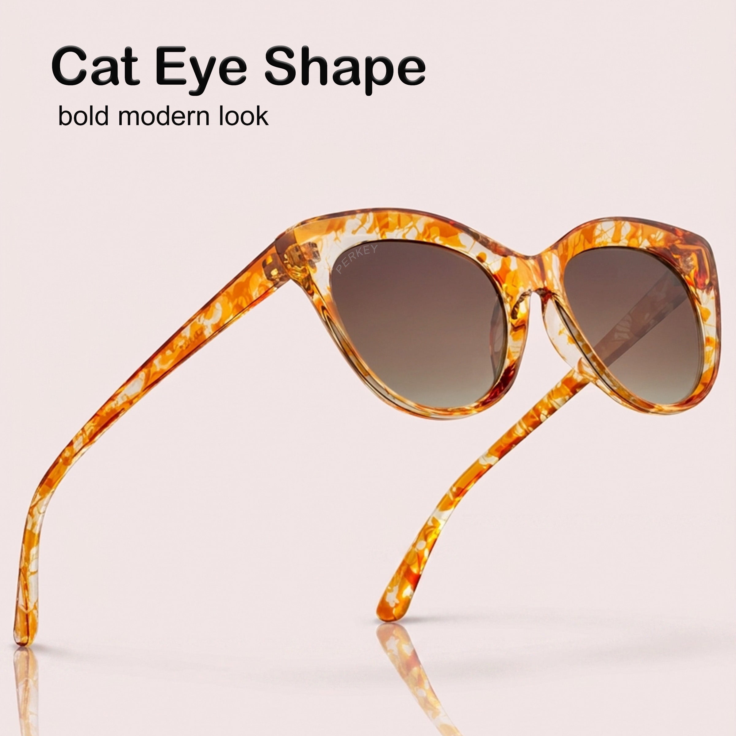 PERKEY Cat Eye Brown UV Protected Polarized Stylish Goggles Women - PRKY001-C3