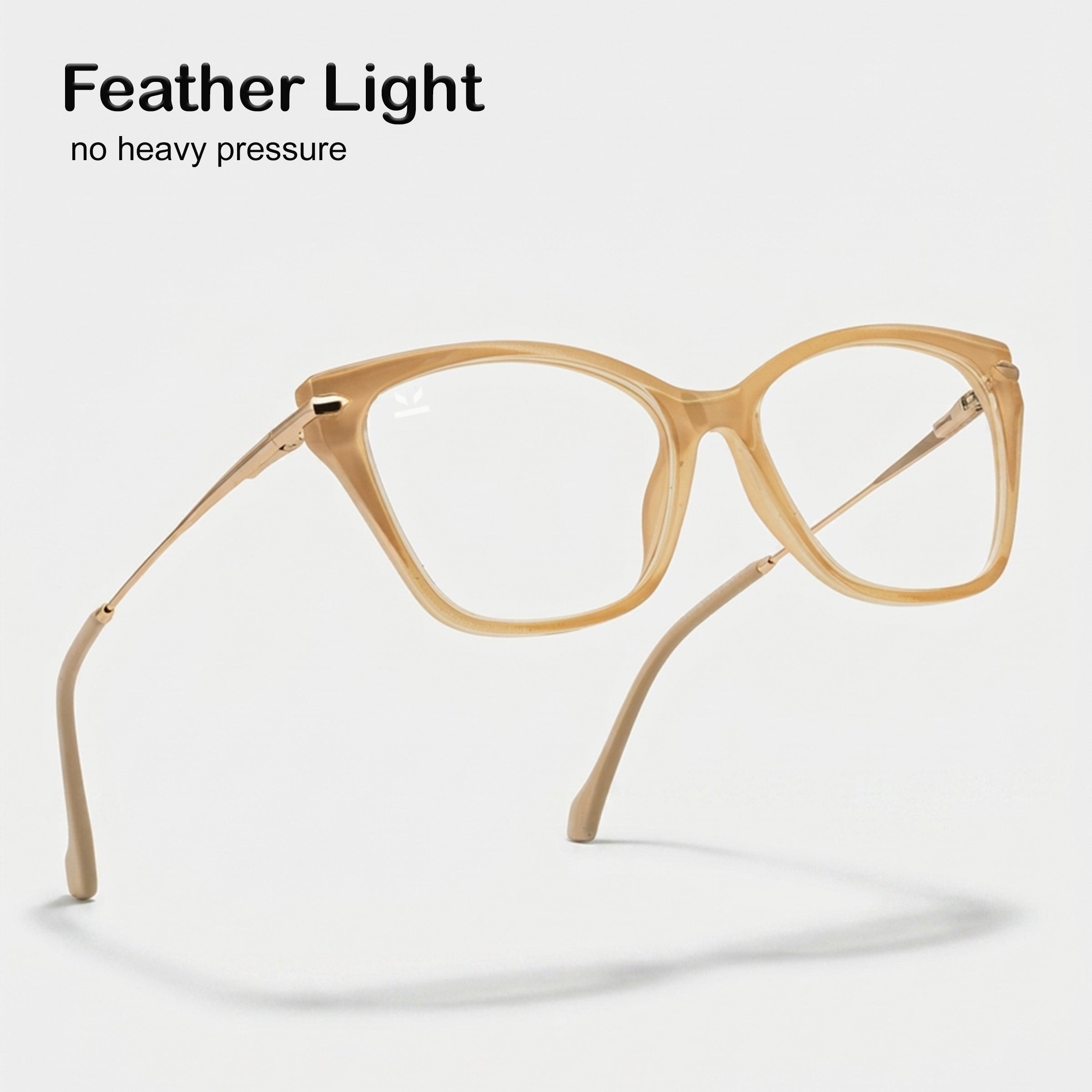 PERKEY Cat Eye Glossy Biege Eyeglass frame For Women - OPTL0023-C4