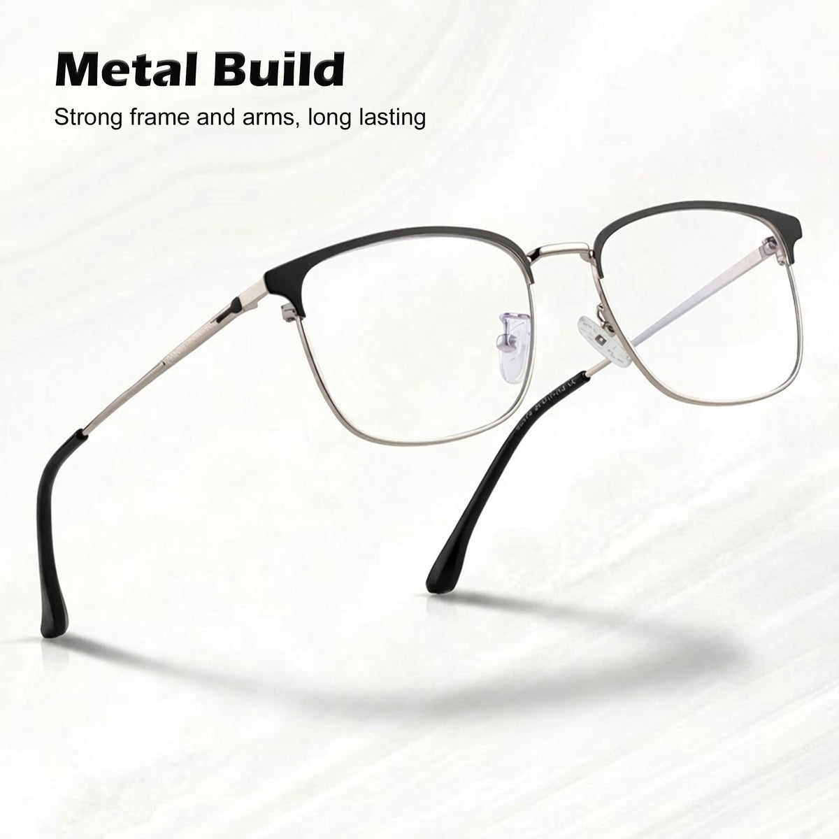 Royal Son Square Black Silver Blue Light Blocking Eyeglasses Men Women - SF0087-C3