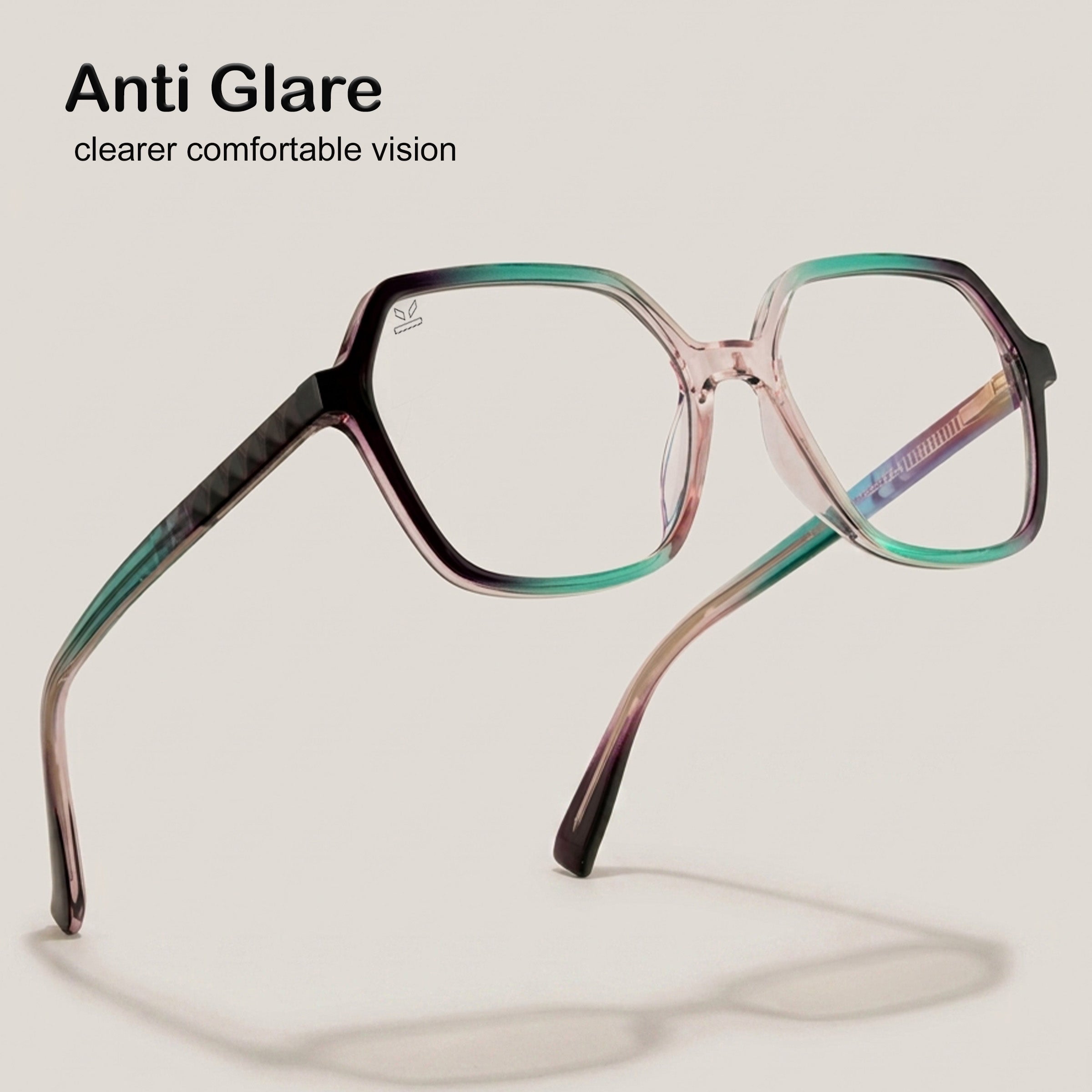 PERKEY Square Full Rim Blue Cut Light Glasses for Women - OPTL0019-C2