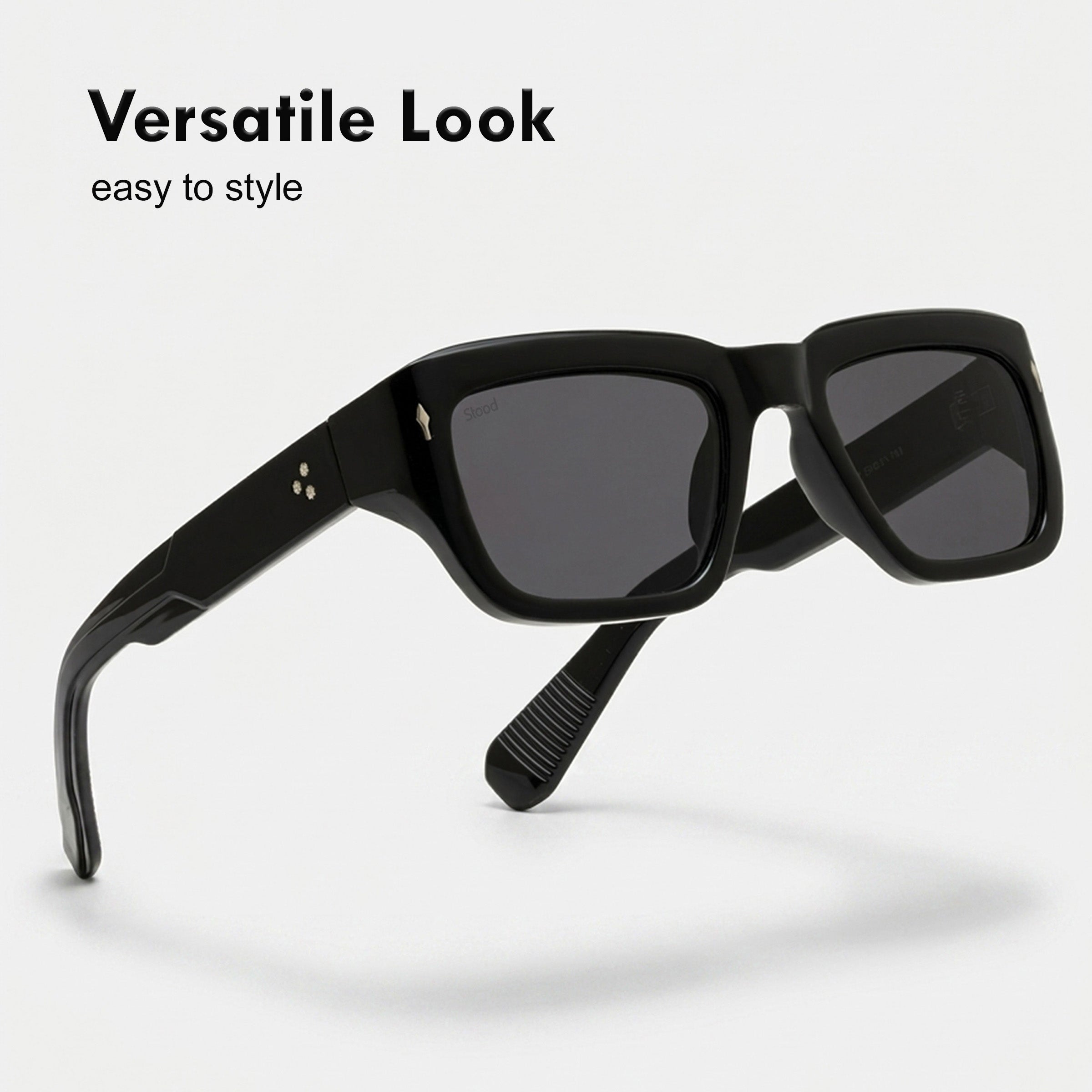 Stood Black Rectangle UV Protected Sunglasses For Men & Women - SG-STD0037-C1