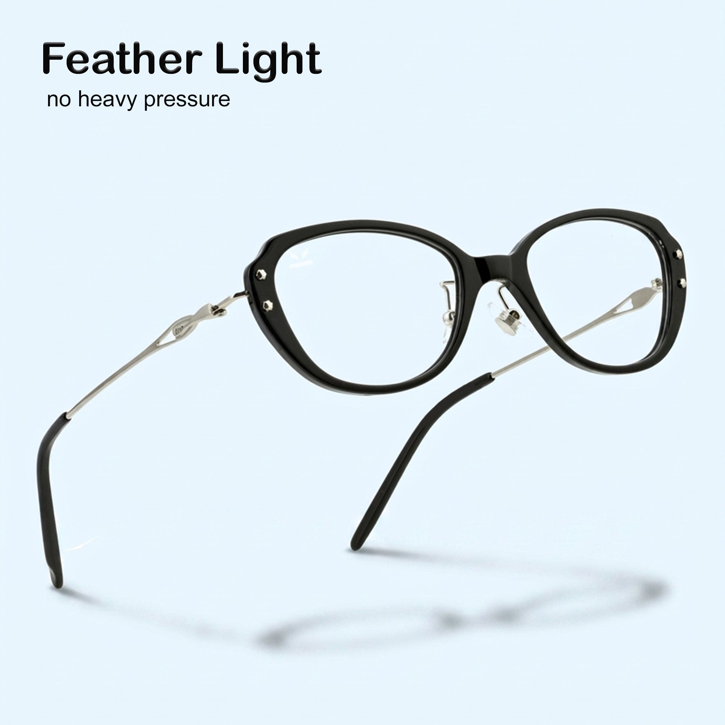 PERKEY Full Rim Oval Black Eyeglass Frame For Women  - OPTL0025-C1
