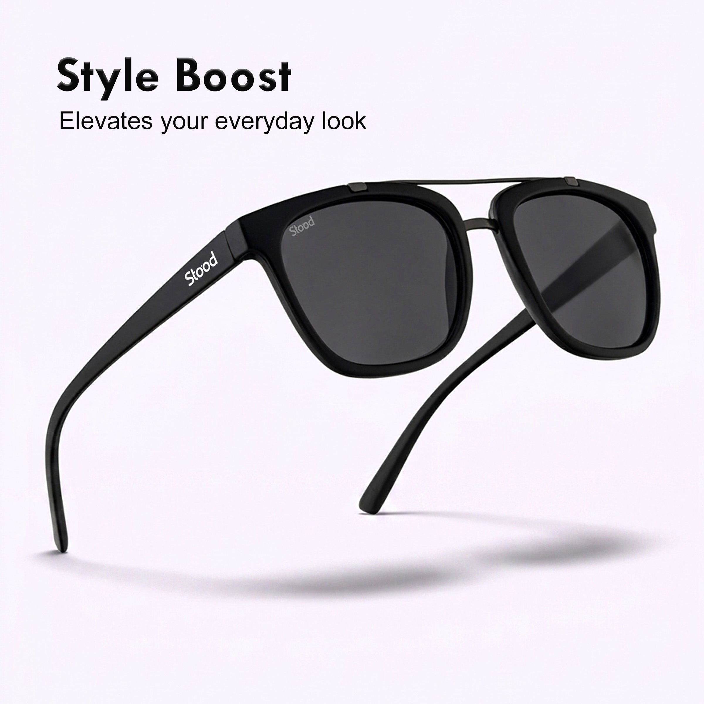 Stood Retro Square Black UV Protection Sunglasses For Men & Women Stylish – SG-STD0021-C1