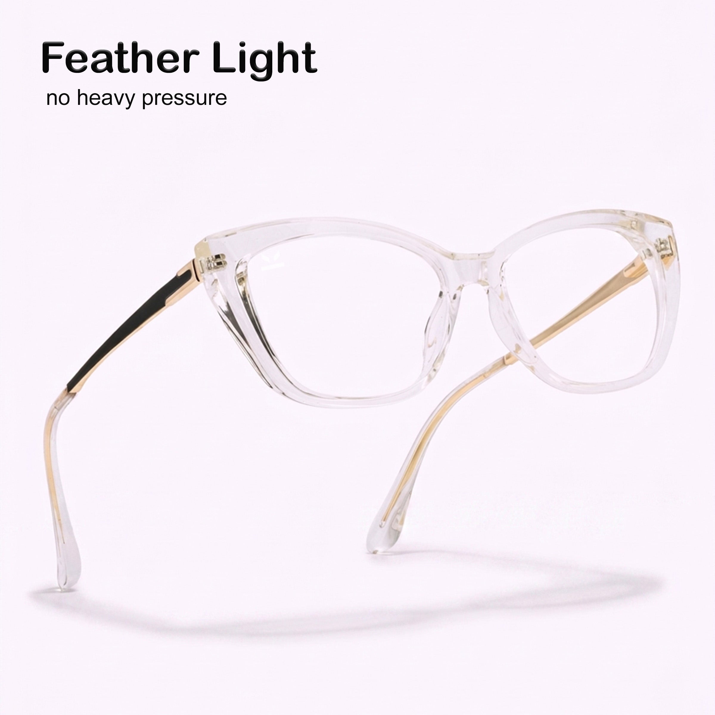 PERKEY Cat Eye Bold Glossy Transparent Spectacle Frame For Women - OPTL0024-C2