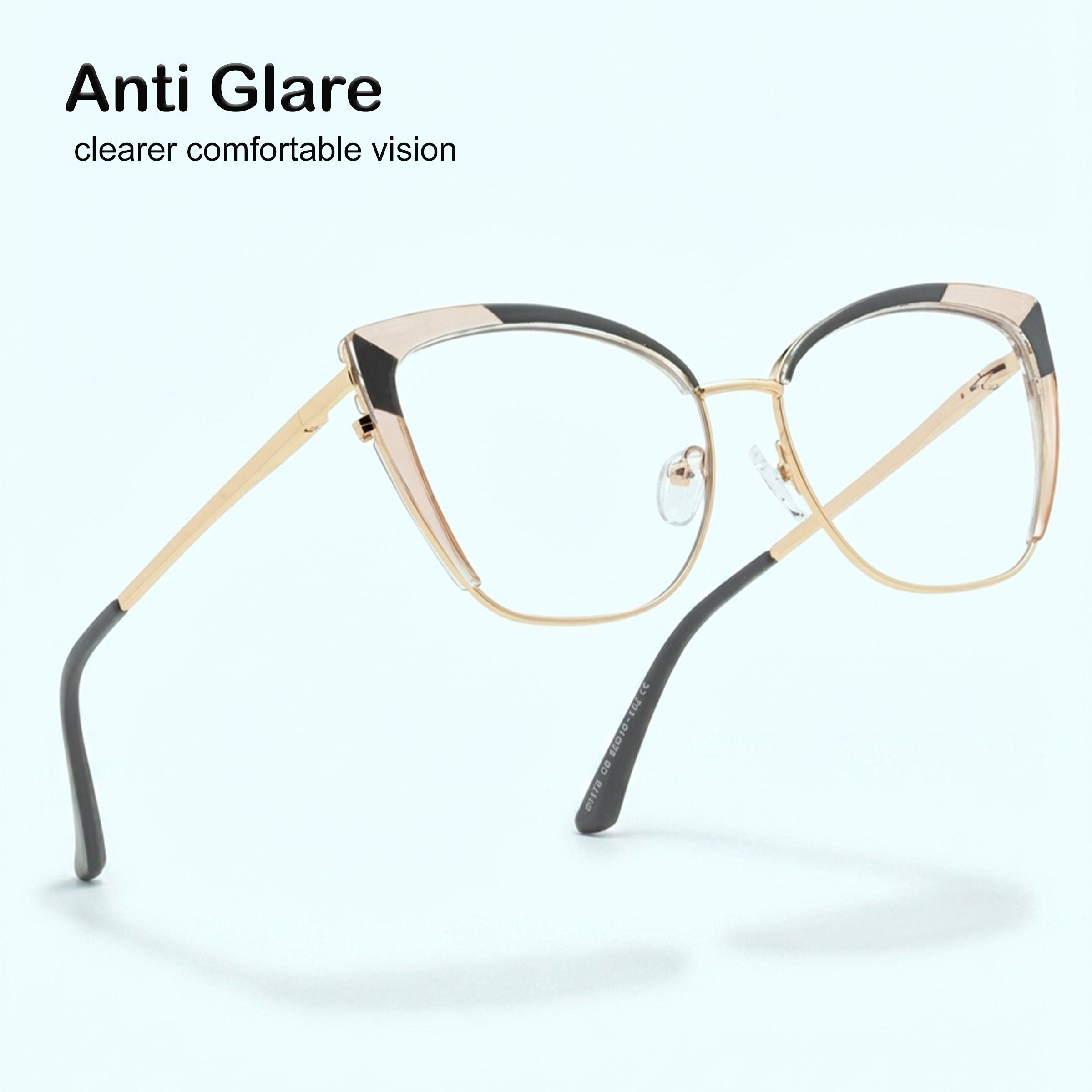 PERKEY Full Rim Cat Eye Blue Light Cut & Antiglare Computer Eyeglasses For Women - OPTL0018-C2