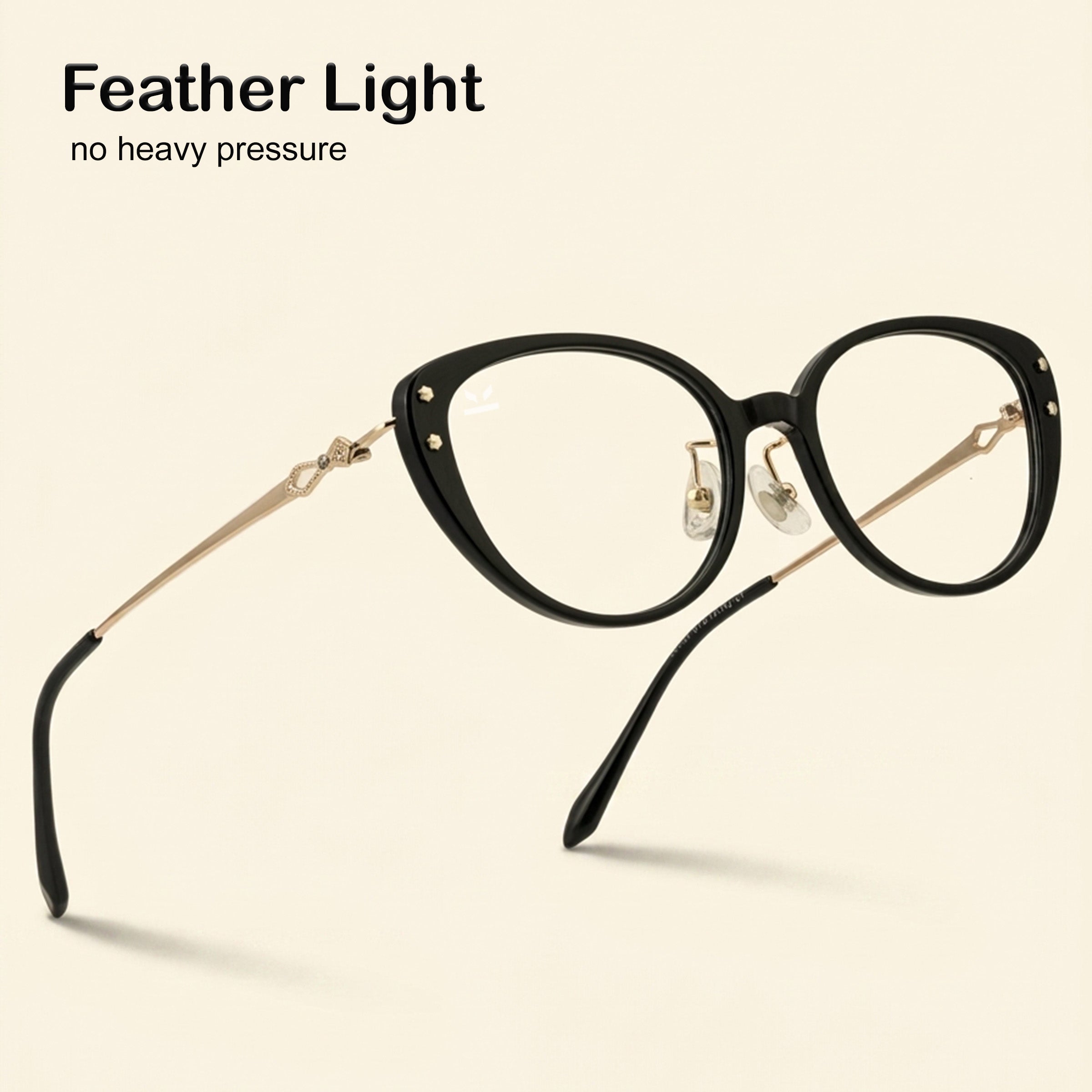 PERKEY Full Rim Soft Cat Eye Black Spectacle Frames For Women - OPTL0026-C1