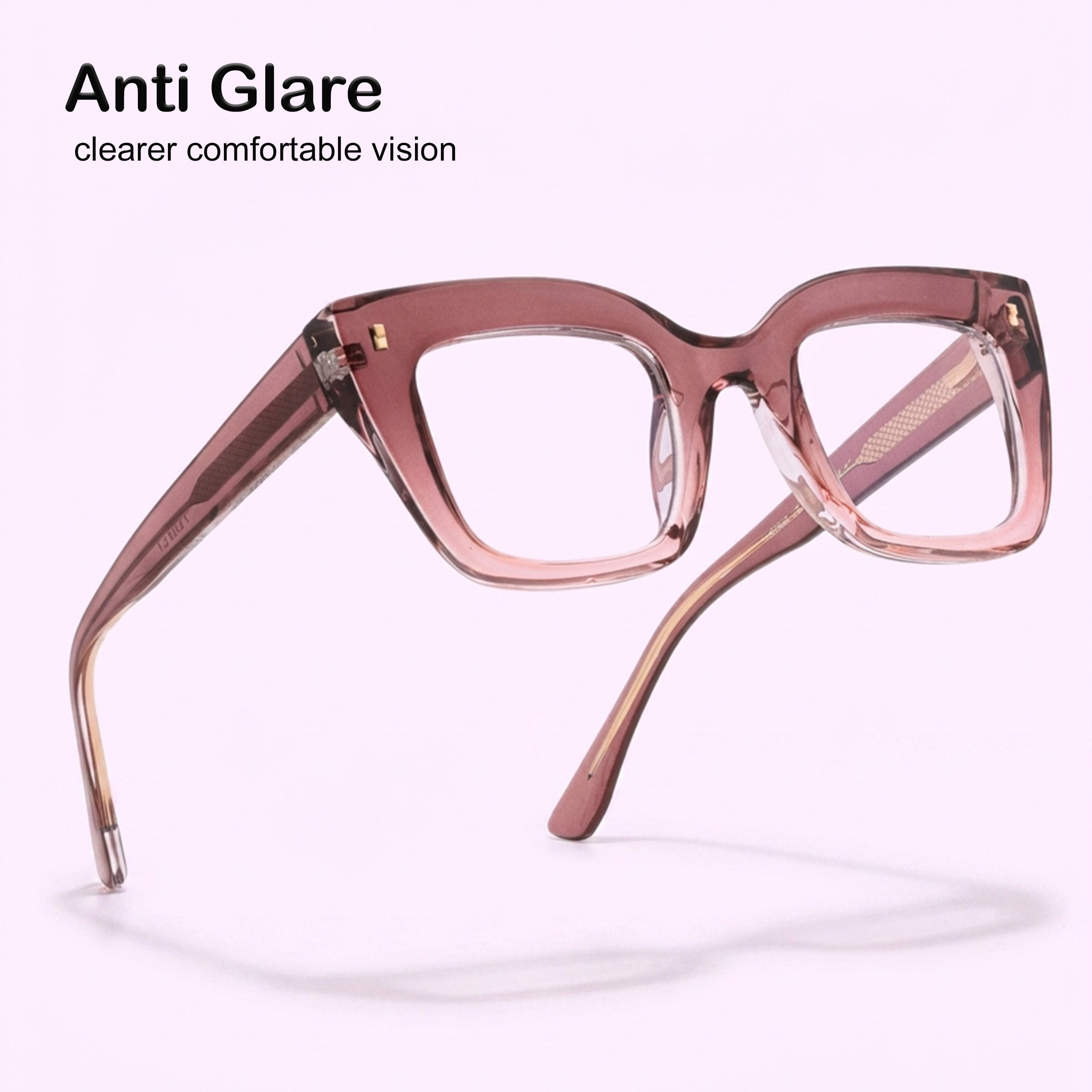 PERKEY Full Rim Retro Square Blue Light Cut & Antiglare Computer Eyeglasses For Women  - OPTL0016-C3