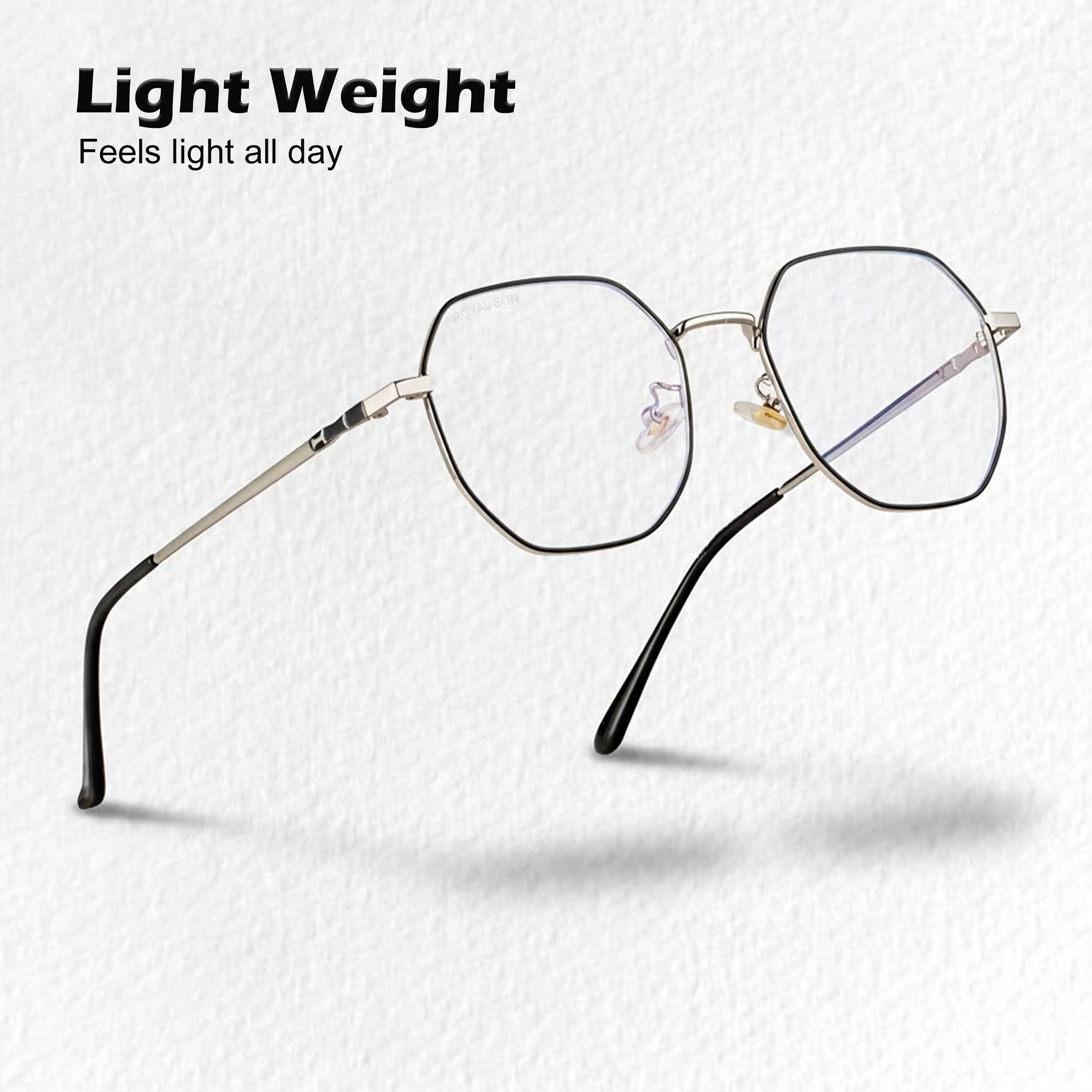 Royal Son Hexagonal Blue Ray Cut Men Women Eye Glasses - SF0019-C2
