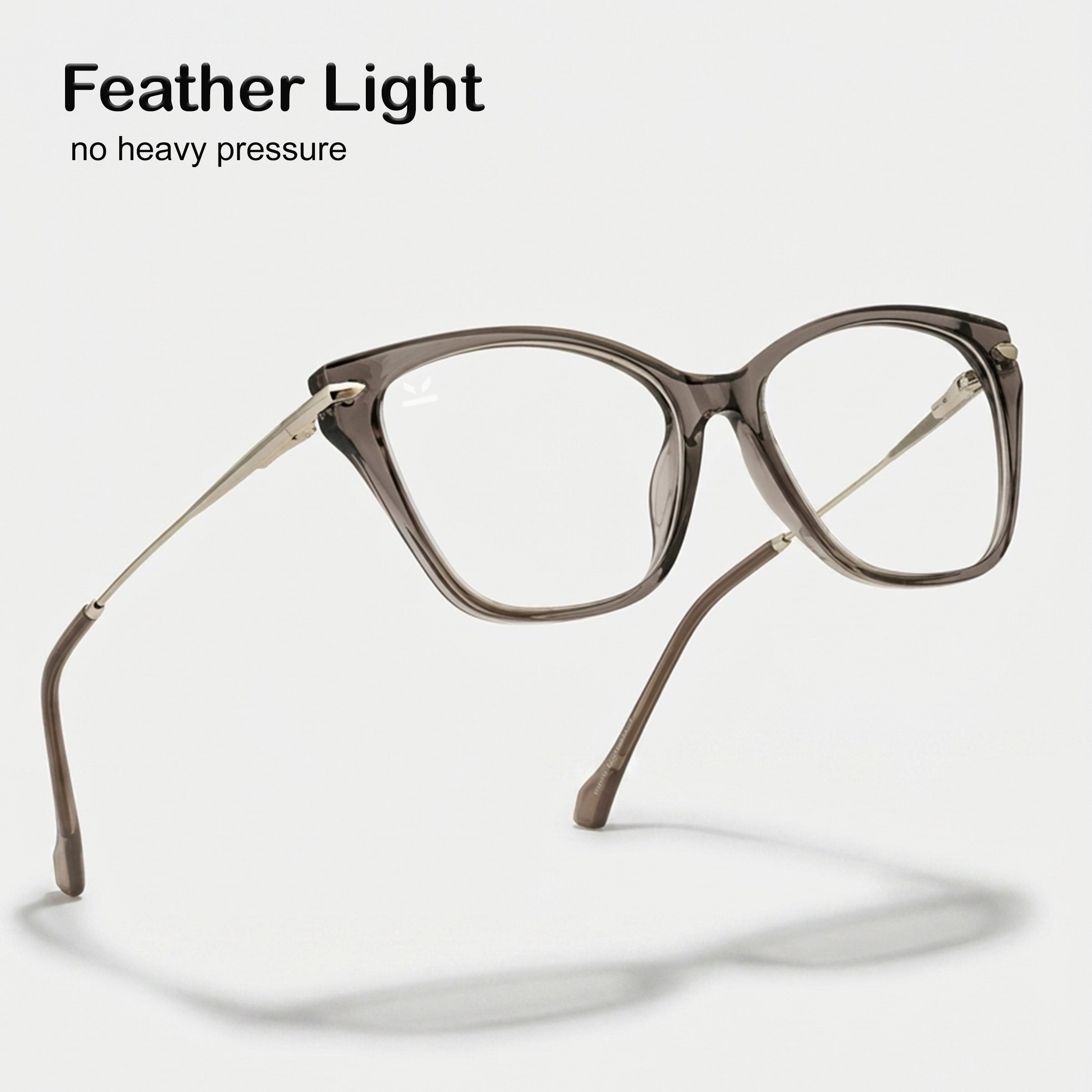 PERKEY Full Rim Cat Eye Transparent Grey Eyeglass Frame For Women - OPTL0023-C2