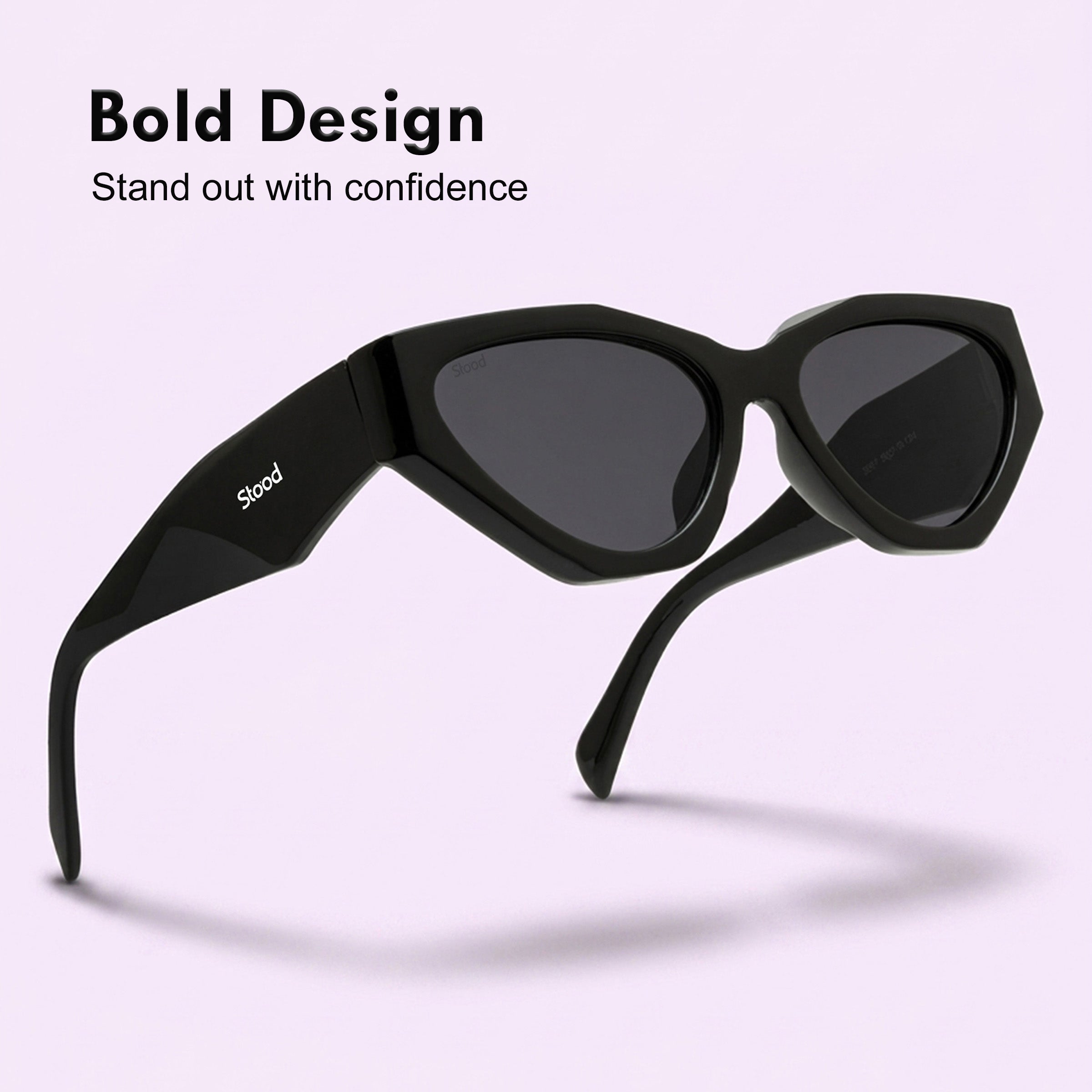 Stood Black Cat-Eye UV Protected Sunglasses For Men & Women - SG-STD0035-C1