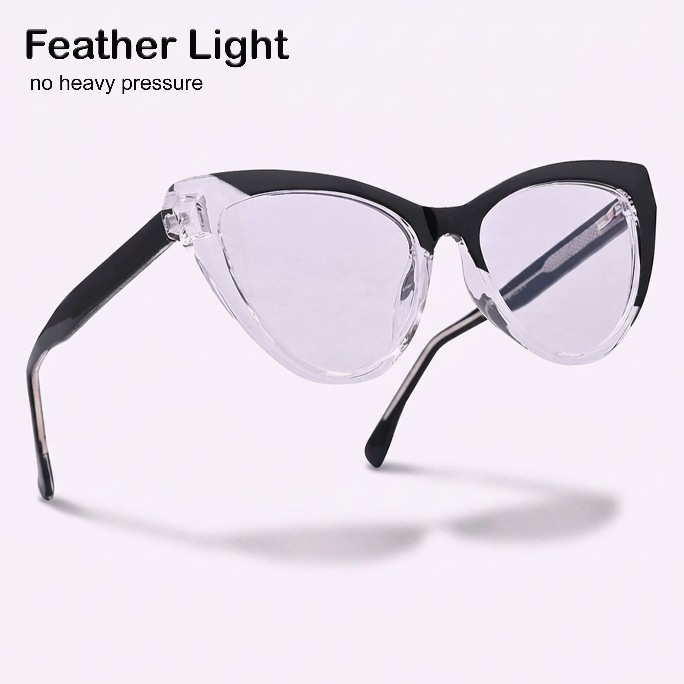 PERKEY Cat Eye Oversized Black White Fusion Computer Glasses For Women - OPTL0010-C4