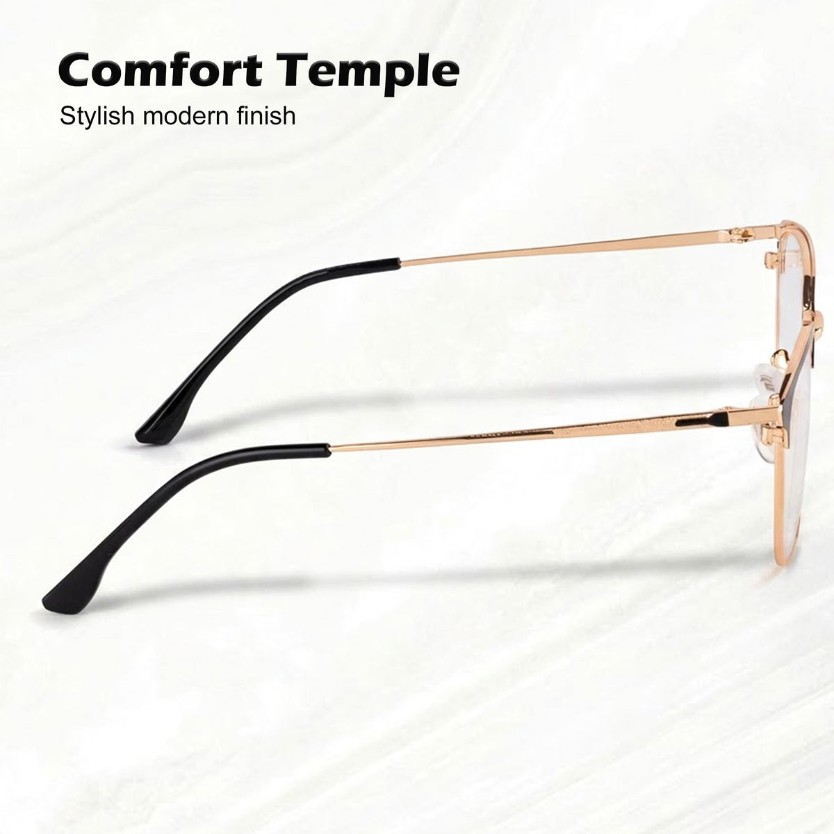 Royal Son Full Rim Black Gold Anti glare Blue Cut Spectacles Frames Men Women -SF0087-C4