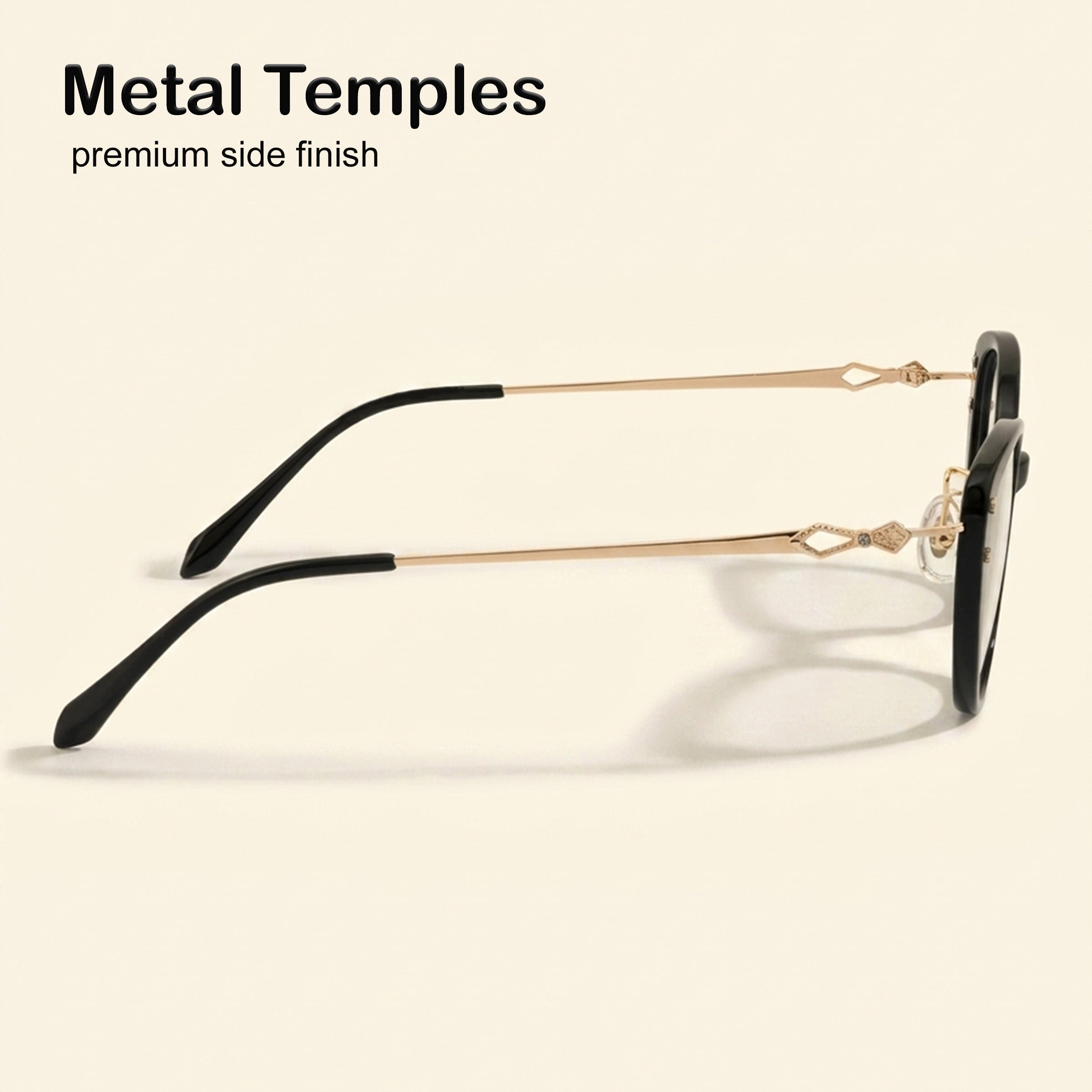 PERKEY Full Rim Soft Cat Eye Black Spectacle Frames For Women - OPTL0026-C1