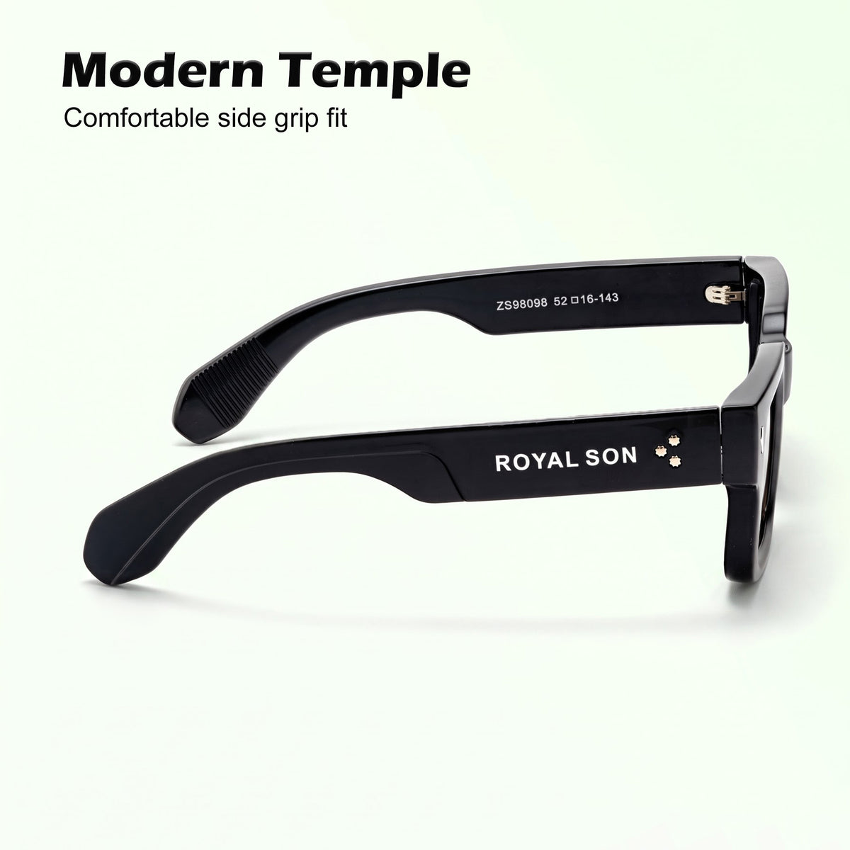 Royal Son Polarized Square UV Protected Black Lens Sunglasses for Men & Women - SG-RS1115-C1