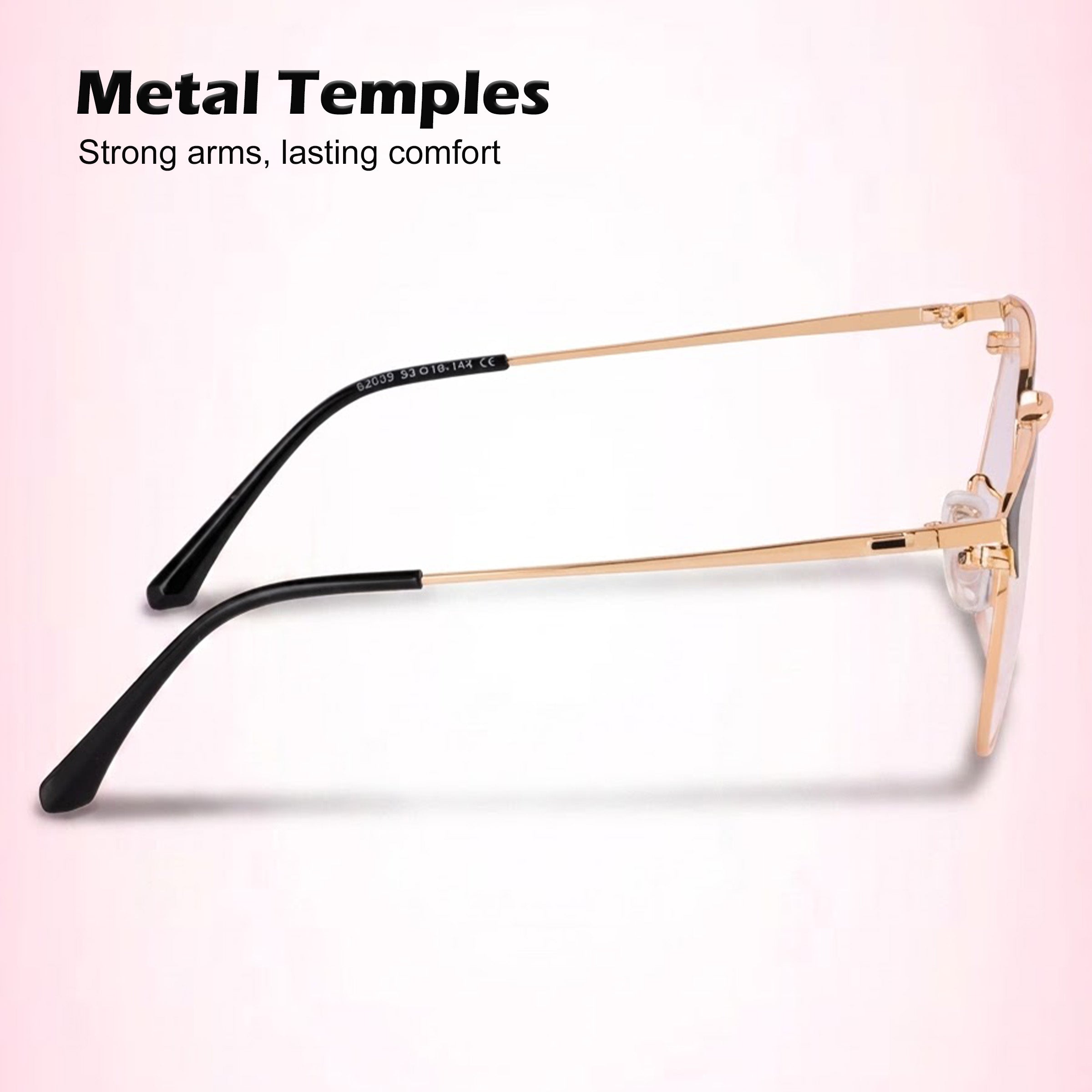 Royal Son Full Rim Black Gold Anti glare Blue Cut Spectacles Frames Men Women - SF0086-C4