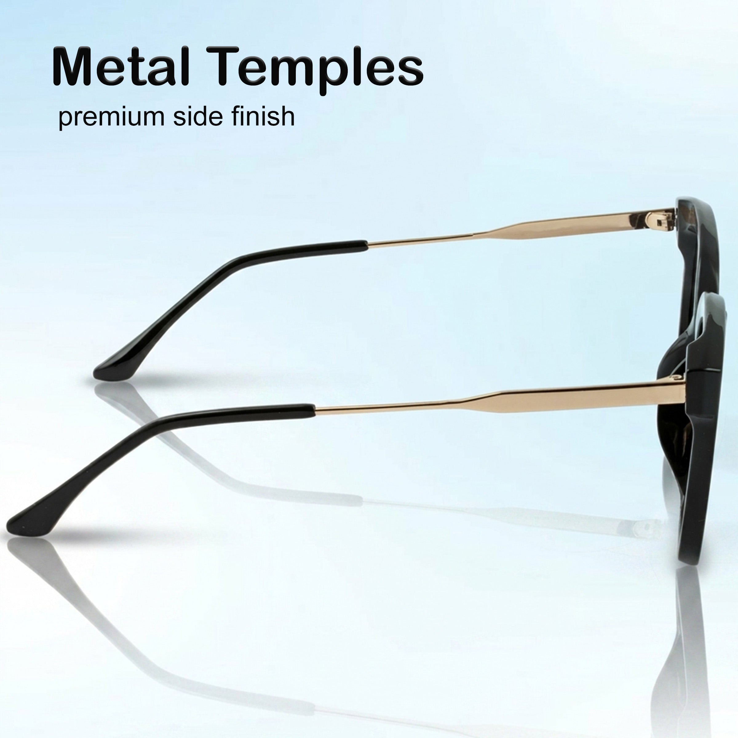 PERKEY Square-Oversized Black UV Protected Sunglasses Men Women - PRKY0013-C1