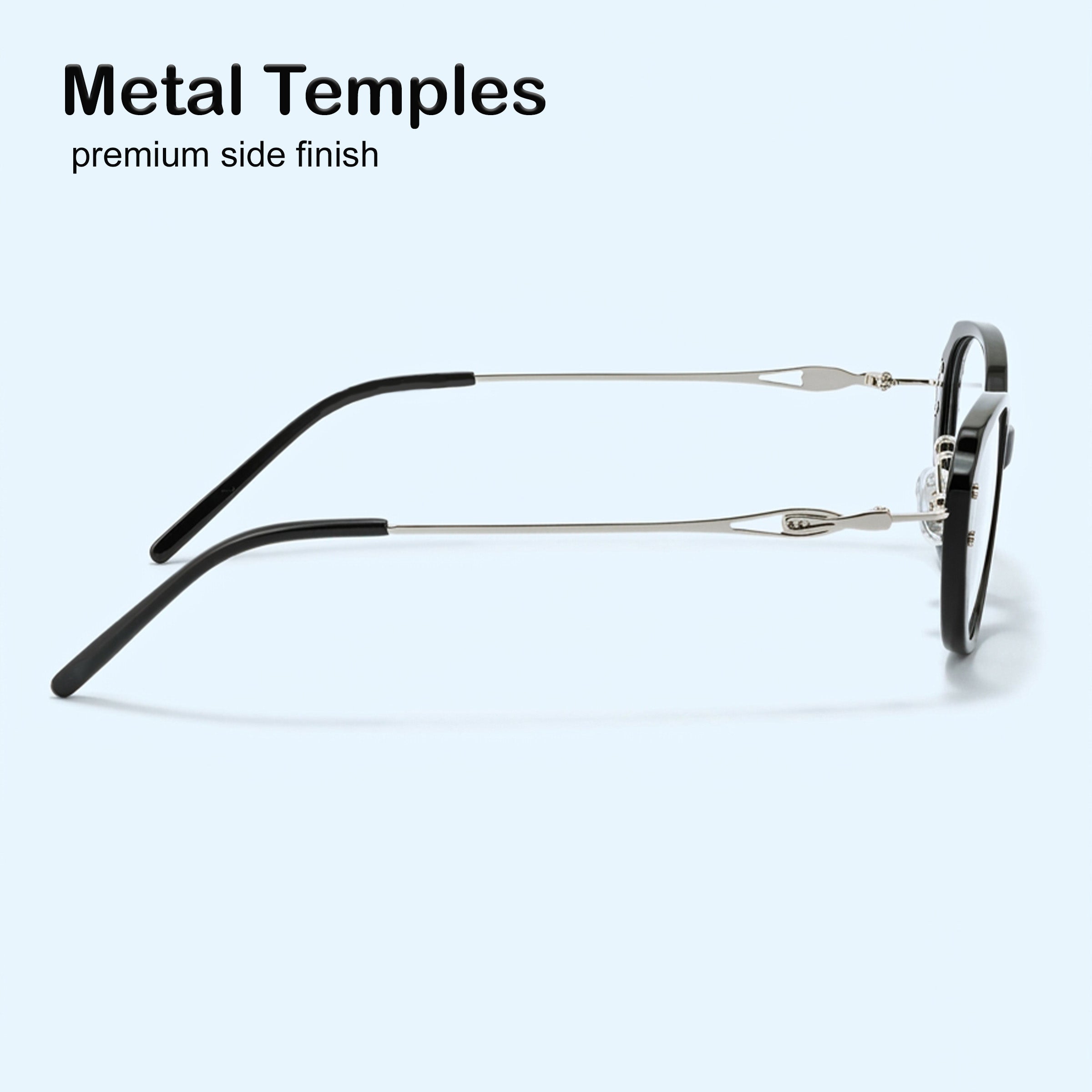 PERKEY Full Rim Oval Black Eyeglass Frame For Women  - OPTL0025-C1