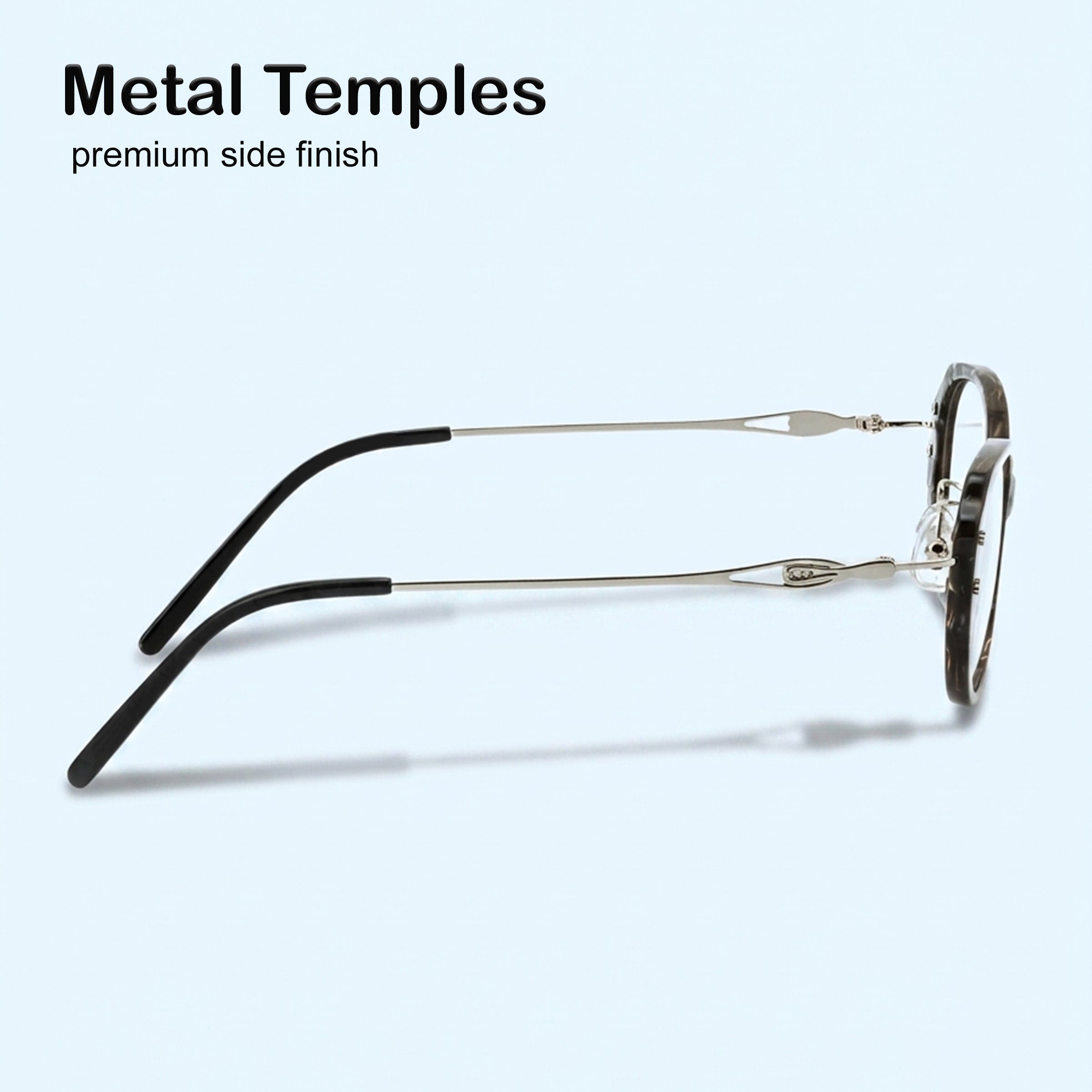PERKEY Small Full Rim Oval Stone Grey Eyeglass Frame For Women- OPTL0025-C2