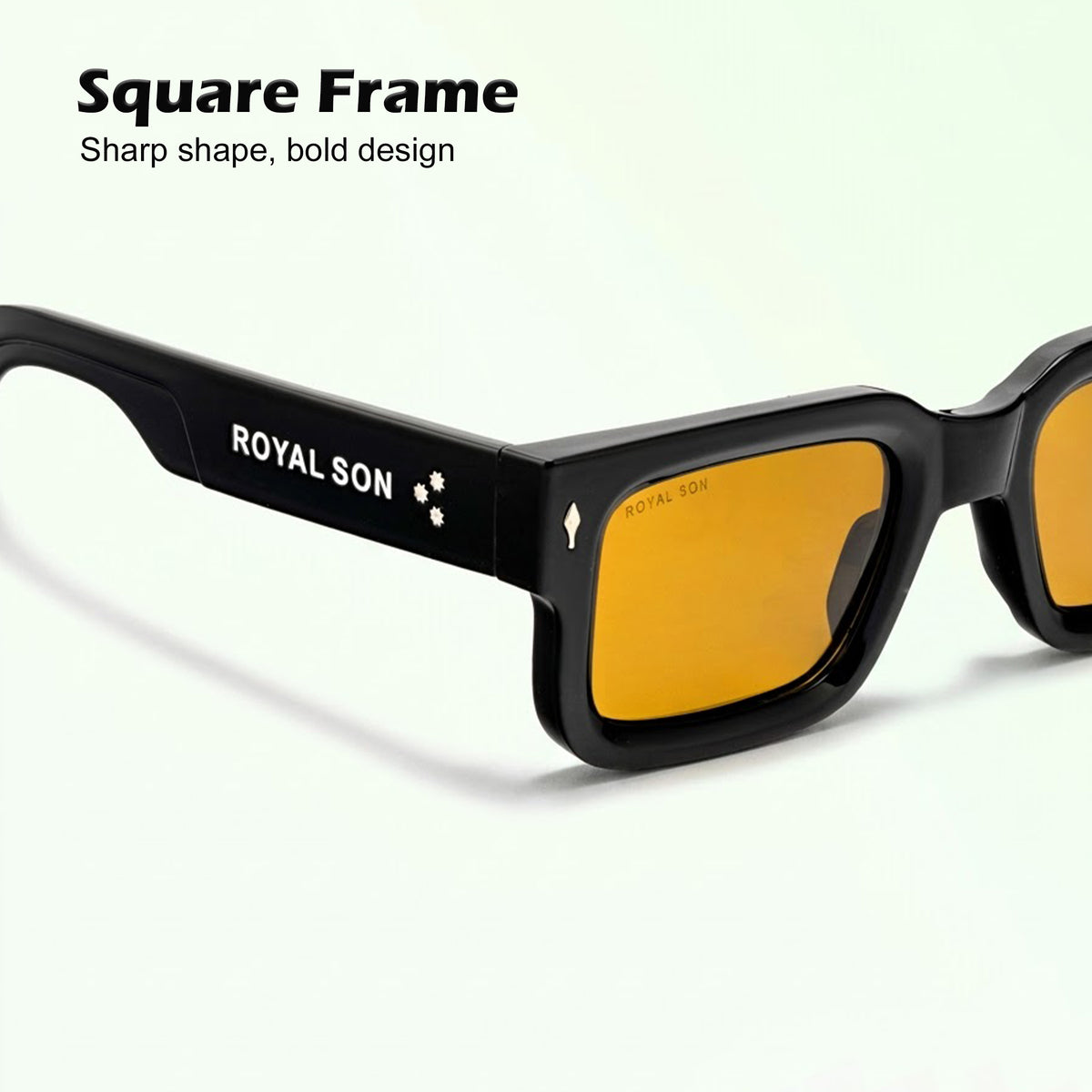 Royal Son Polarized Square Yellow Lens UV Protection Sunglasses for Men & Women - SG-RS1115-C3