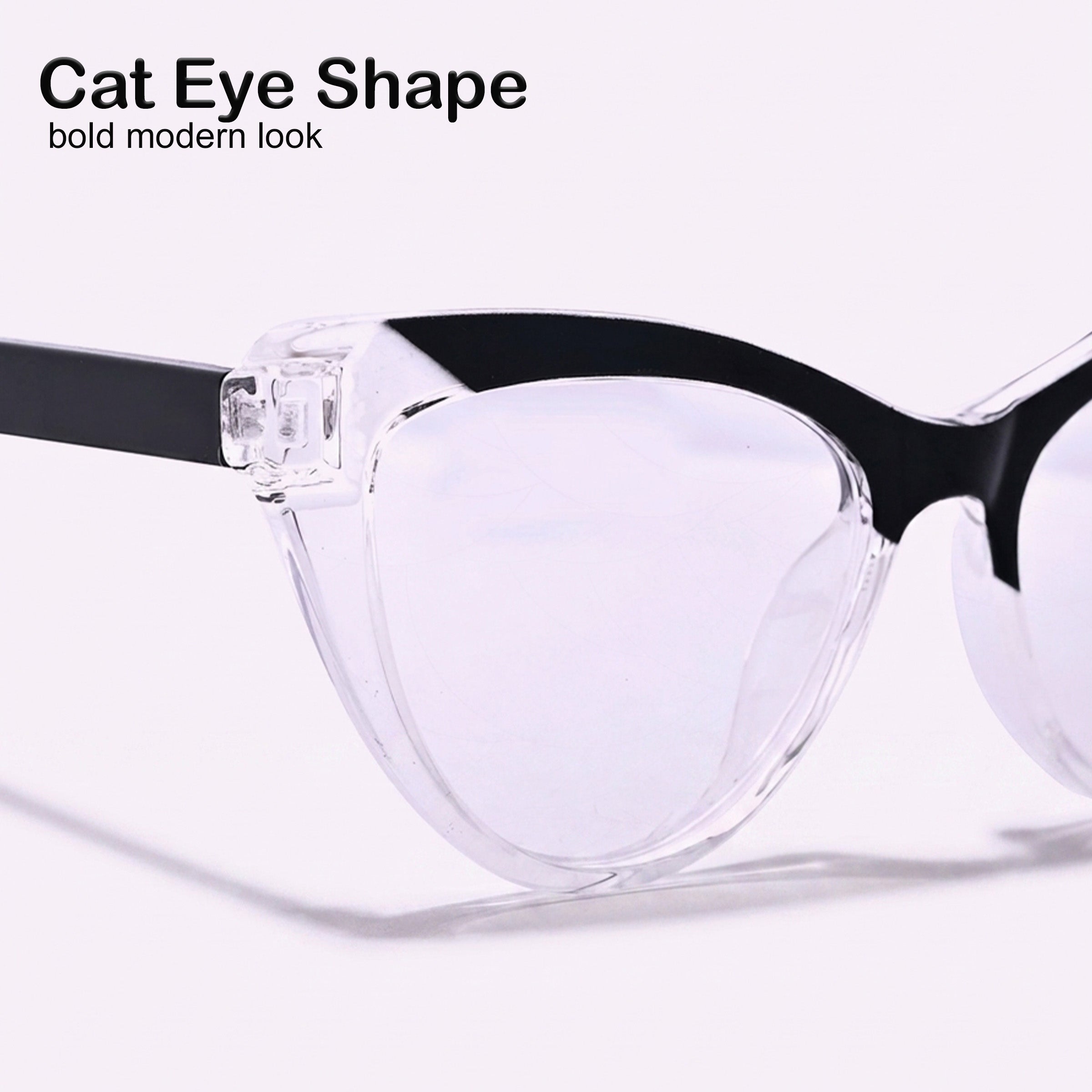 PERKEY Cat Eye Oversized Black White Fusion Computer Glasses For Women - OPTL0010-C4