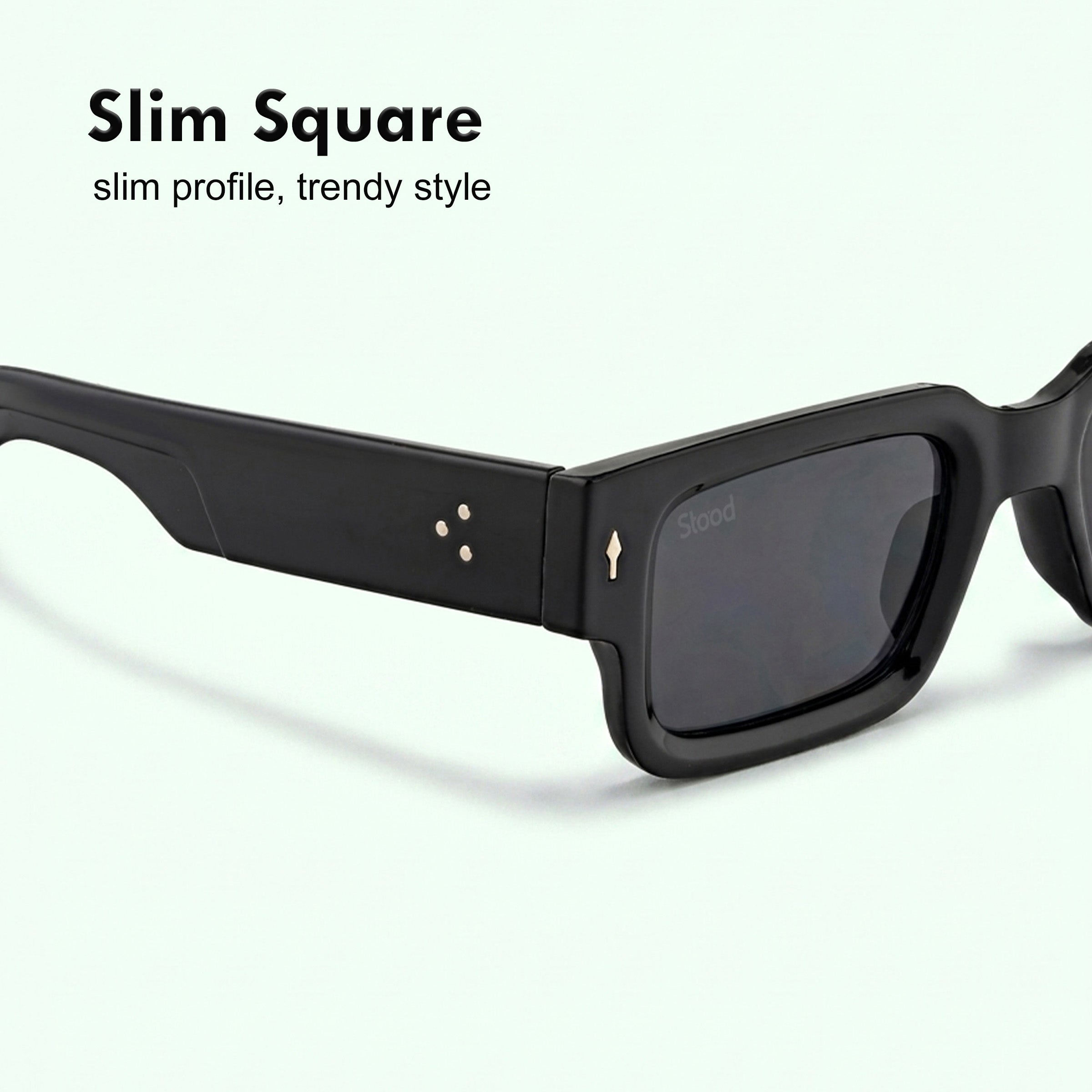 Stood Narrow Square Black UV Protection Sunglasses For Men & Women Stylish – SG-STD0014-C1