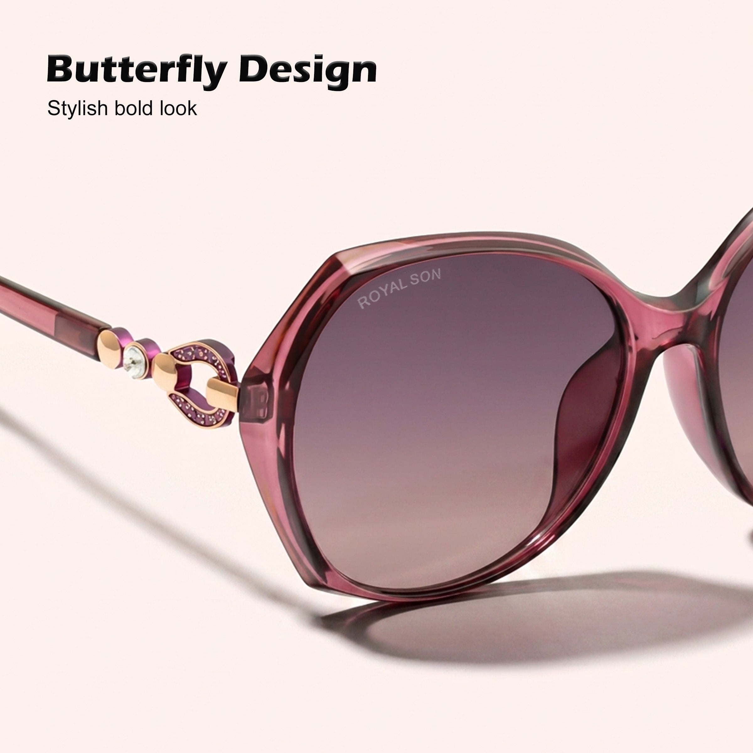 Royal Son Oversized Butterfly UV Protected Women Sunglasses - CHIWM00116-C4