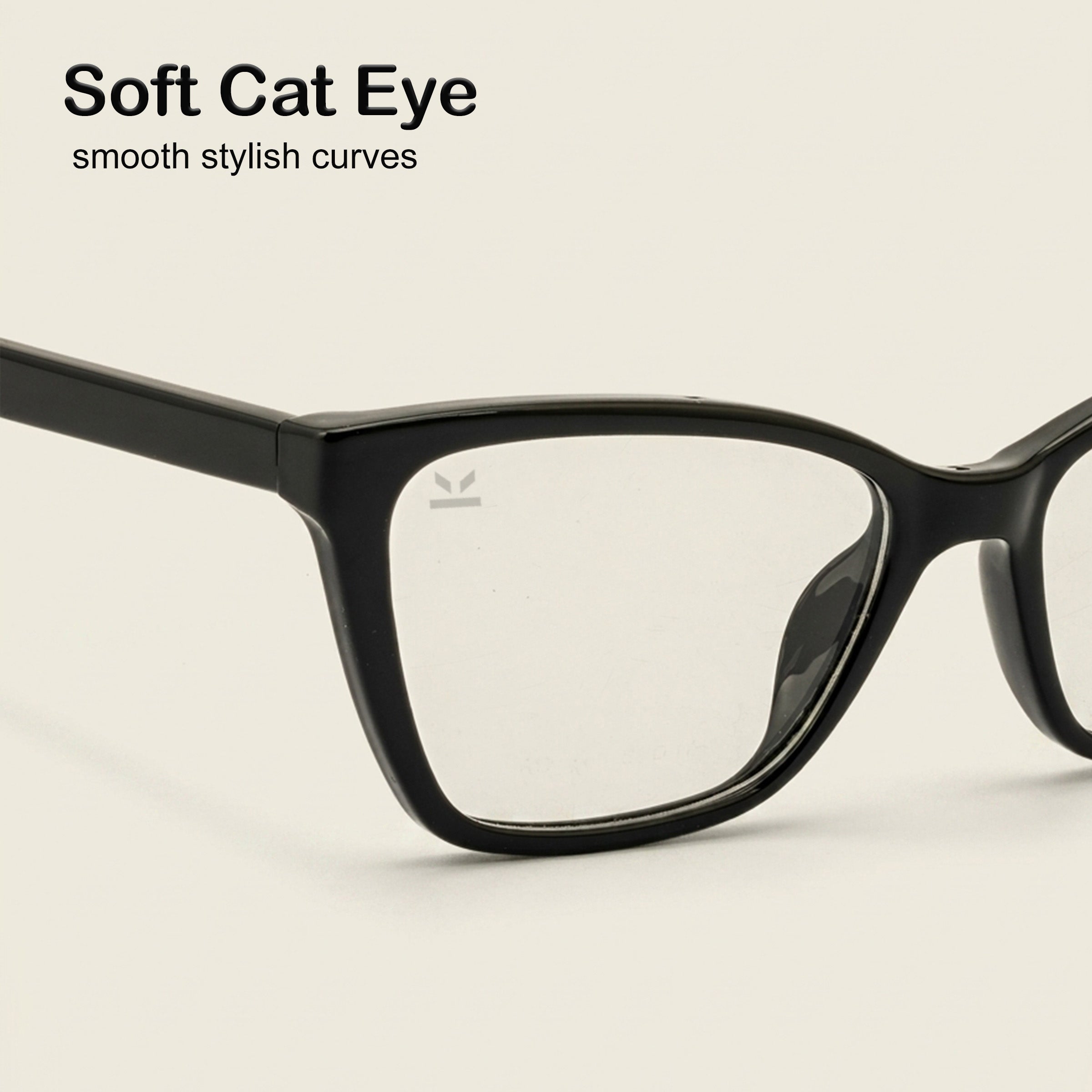 PERKEY Soft Cat Eye Full Rim Black Eyeglass Frame For Women - OPTL0021-C1