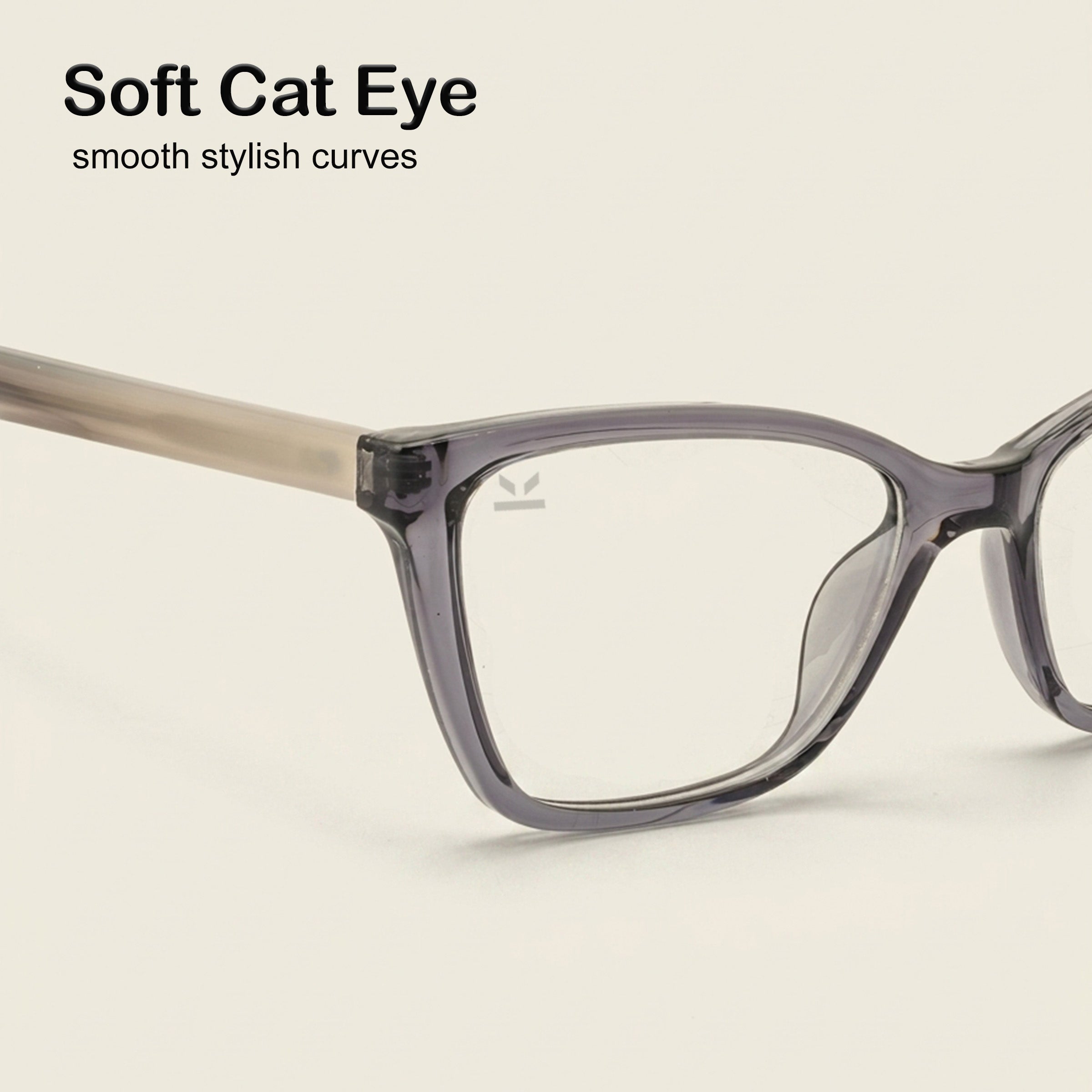 PERKEY Full Rim Soft Cat Eye Shiny Grey Spectacle Frames For Women - OPTL0021-C2