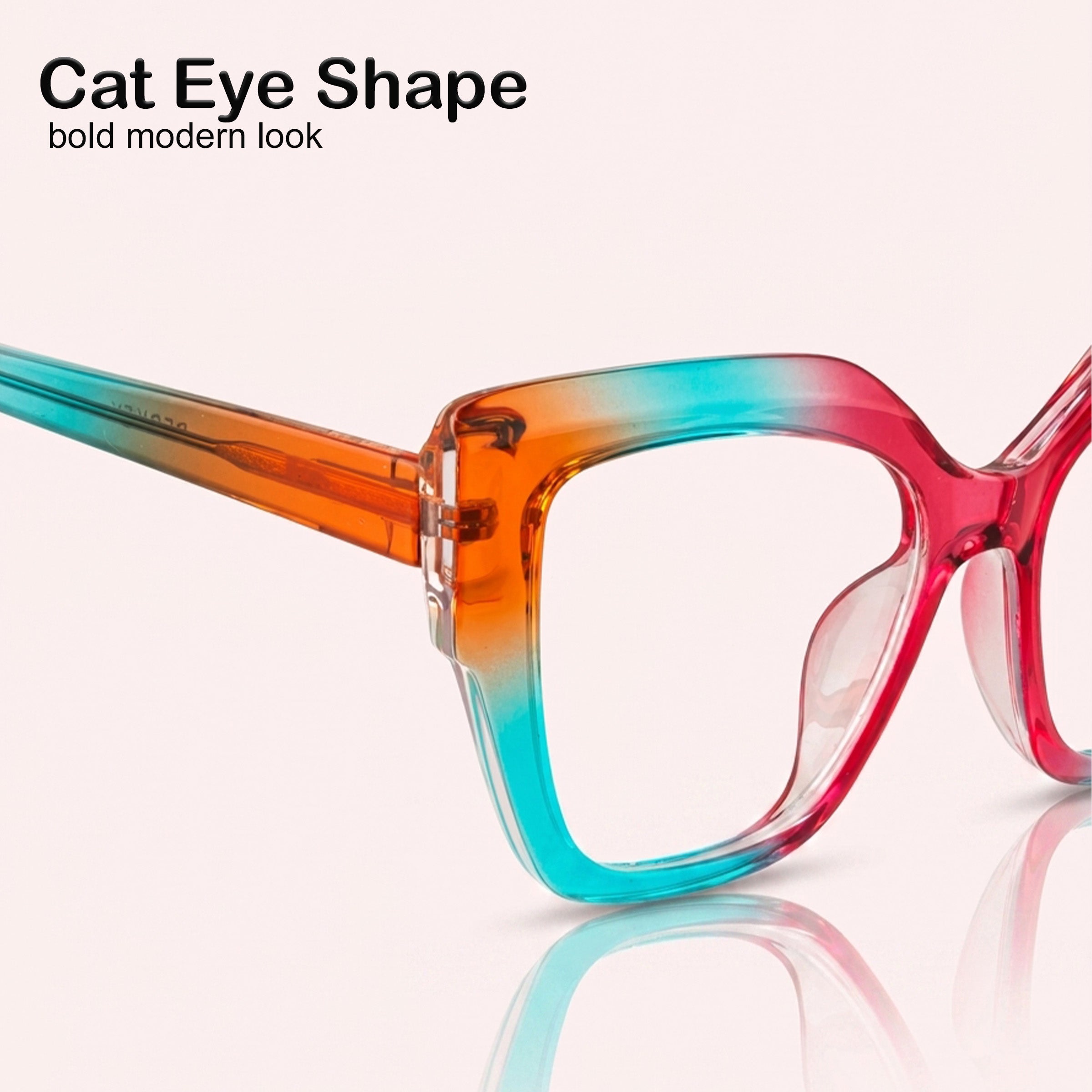 PERKEY Full Rim Cat Eye-Oversized Blue Light Blocking Spectacles Frames Women - OPTL001-C3