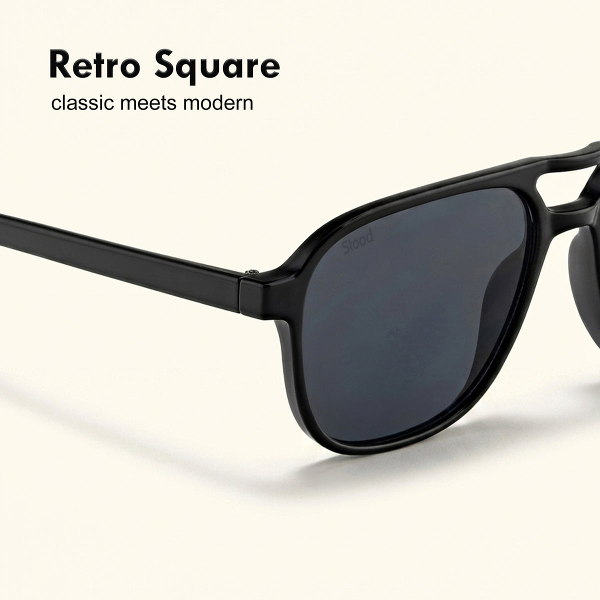 Stood Retro Square Black UV Protection Sunglasses For Men & Women Stylish – SG-STD0017-C1