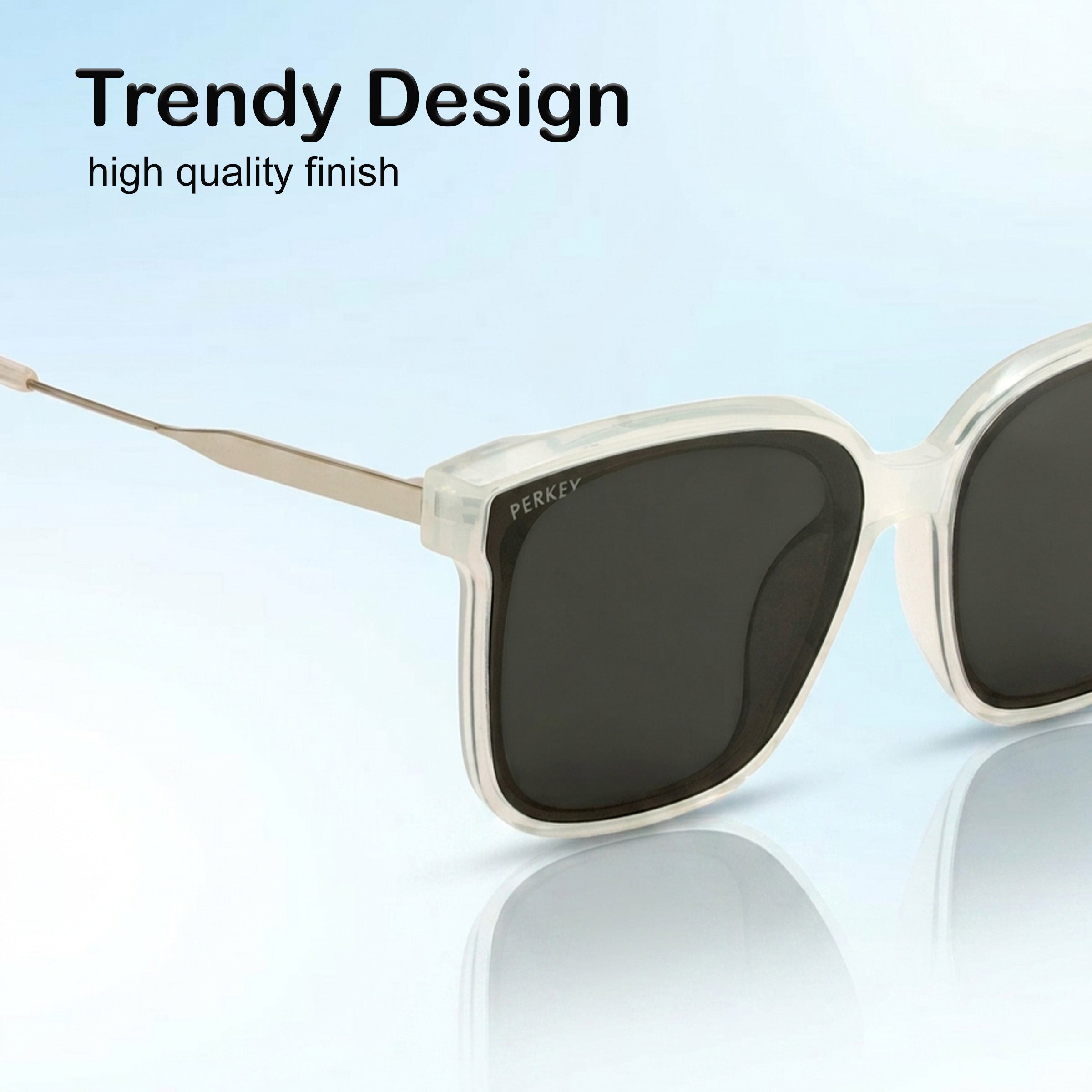 PERKEY Square-Oversized Black UV Protected Sunglasses Men Women - PRKY0013-C2