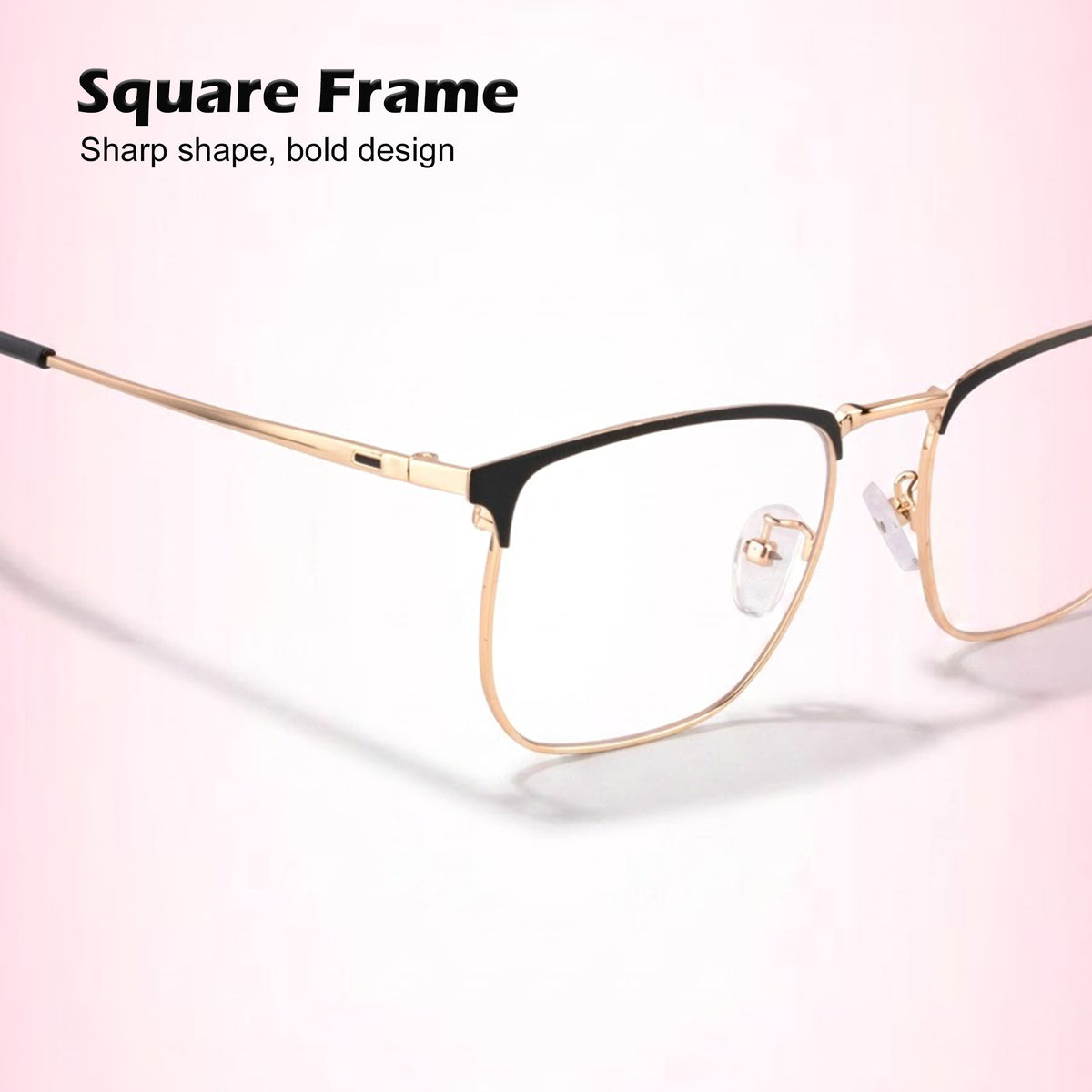 Royal Son Full Rim Black Gold Anti glare Blue Cut Spectacles Frames Men Women - SF0086-C4