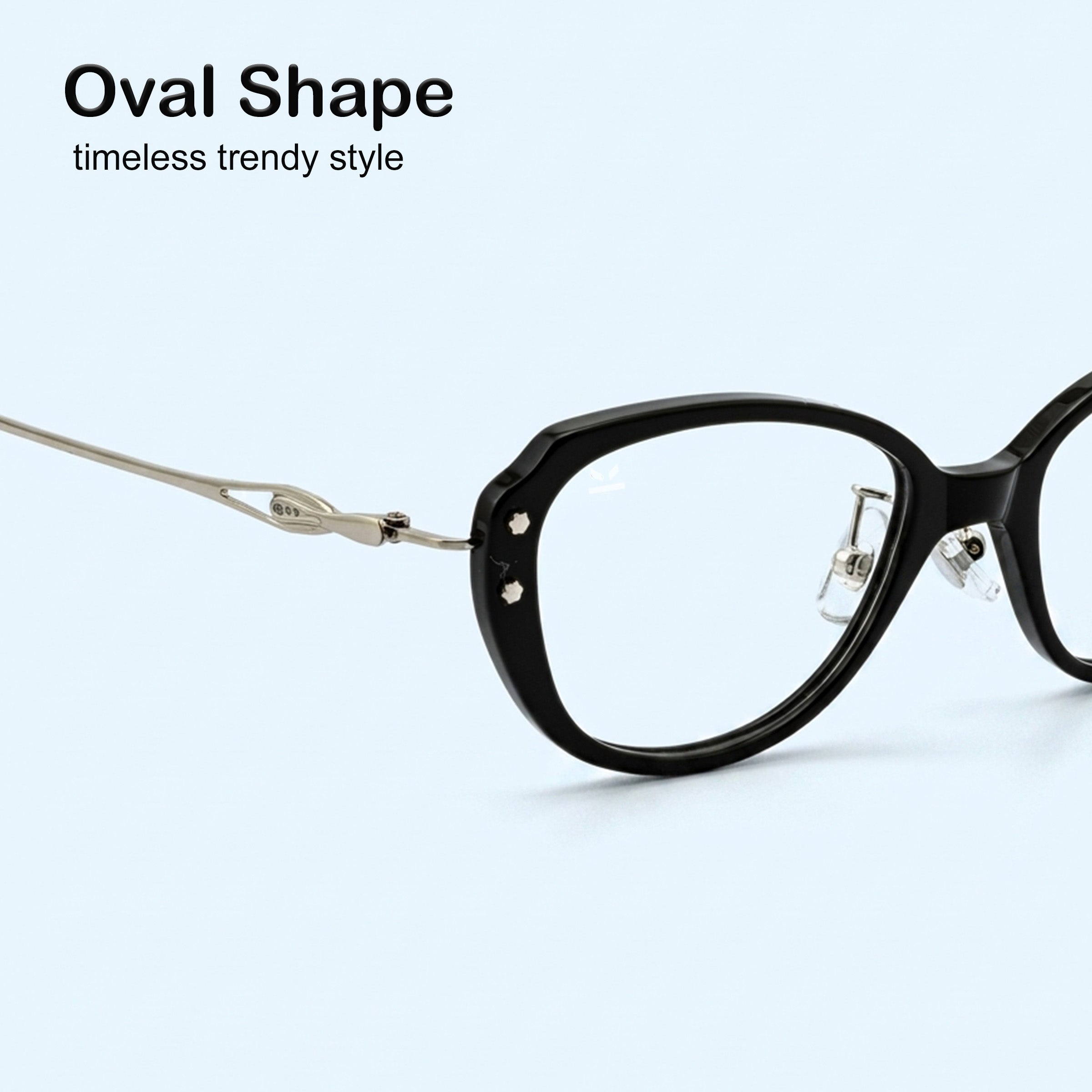PERKEY Full Rim Oval Black Eyeglass Frame For Women  - OPTL0025-C1