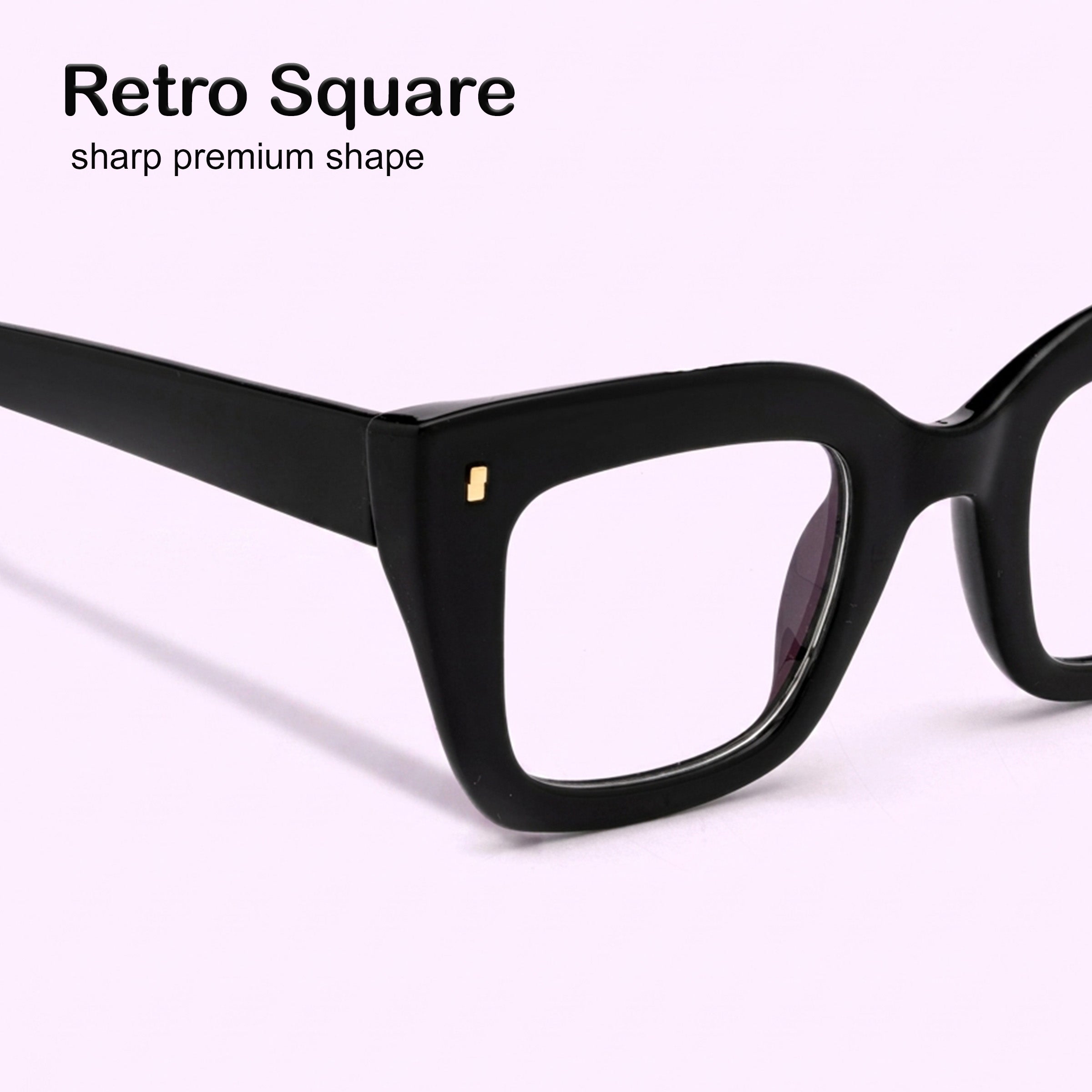 PERKEY Full Rim Retro Square Blue Light Cut & Antiglare Computer Eyeglasses - OPTL0016-C1