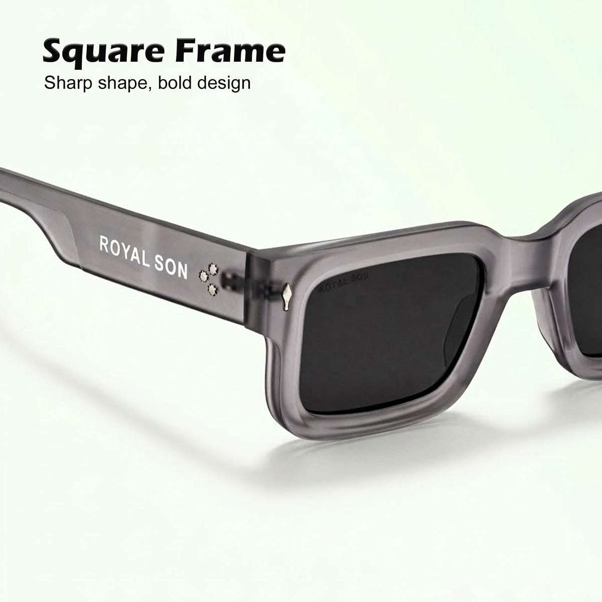 Royal Son Polarized Square Black Lens UV Protection Sunglasses for Men & Women - SG-RS1115-C2
