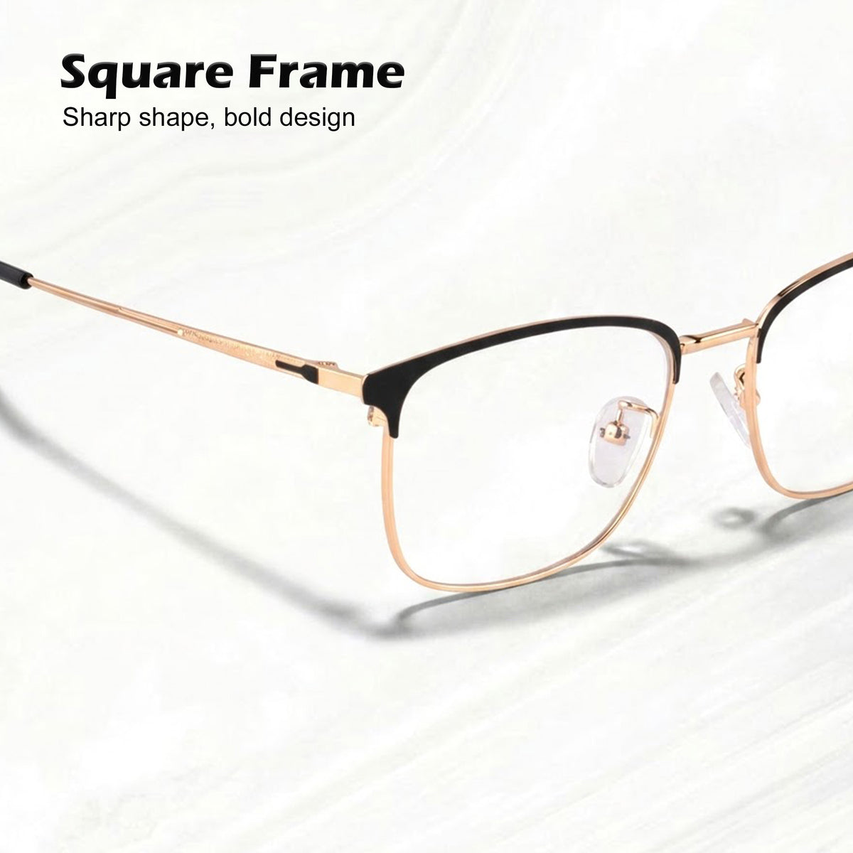 Royal Son Full Rim Black Gold Anti glare Blue Cut Spectacles Frames Men Women -SF0087-C4