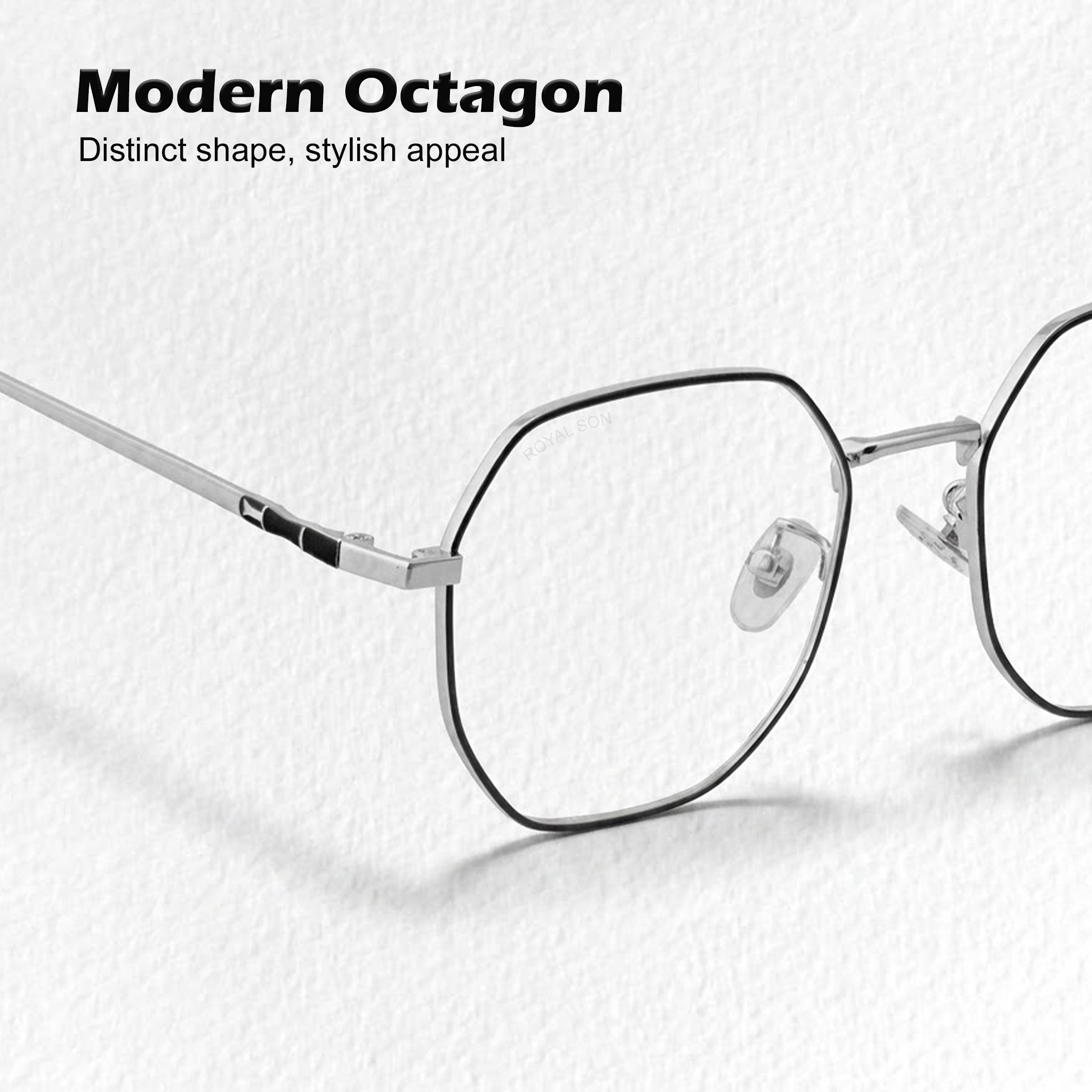 Royal Son Hexagonal Blue Ray Cut Men Women Eye Glasses - SF0019-C2