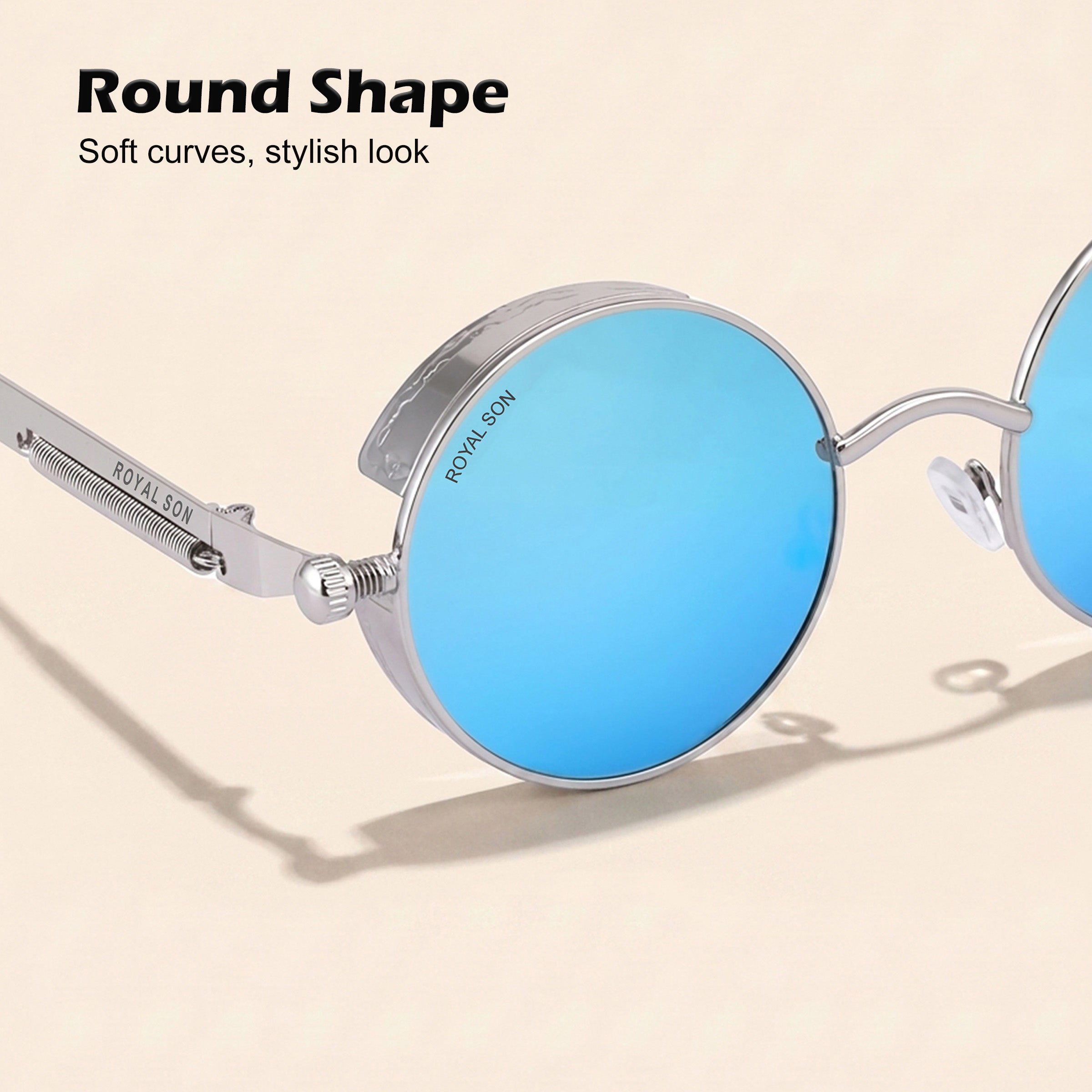 Royal Son Round Mirrored Men Women Sunglasses - CHI0084-C3
