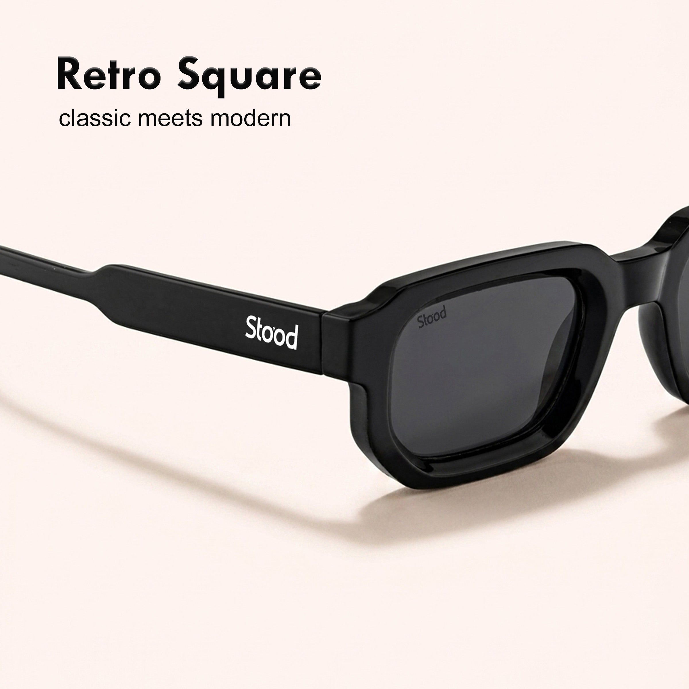Stood Retro Square Black UV Protection Sunglasses For Men & Women Stylish – SG-STD0025-C1